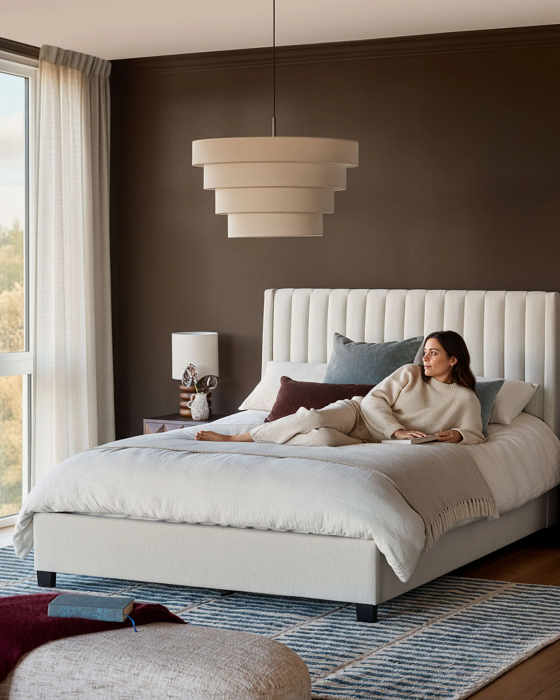 Amalfi ivory dual tone fabric double ottoman storage bed - Image 7
