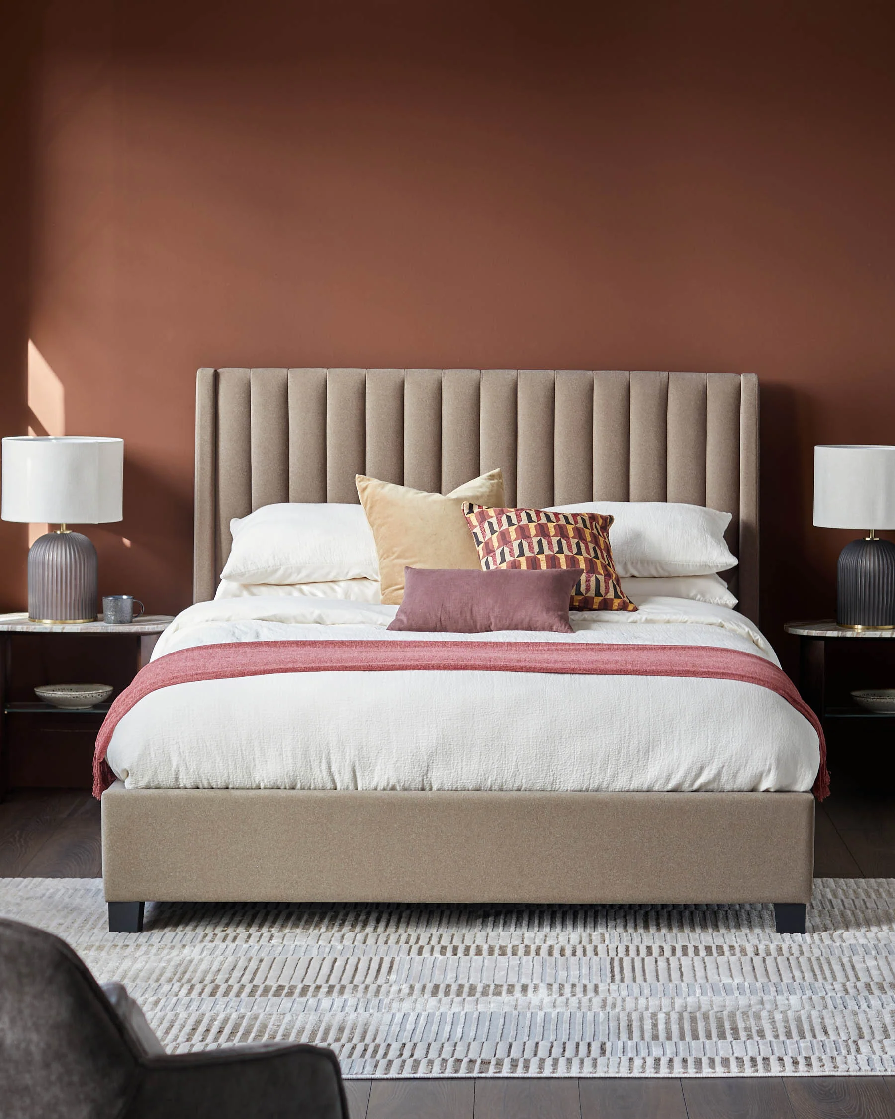 Amalfi mocha fabric double ottoman storage bed - Image 2