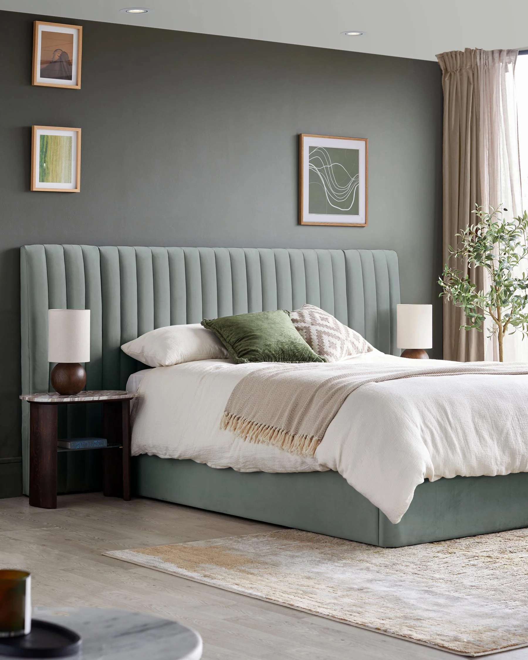 Amalfi luxe sage green velvet super king ottoman storage bed