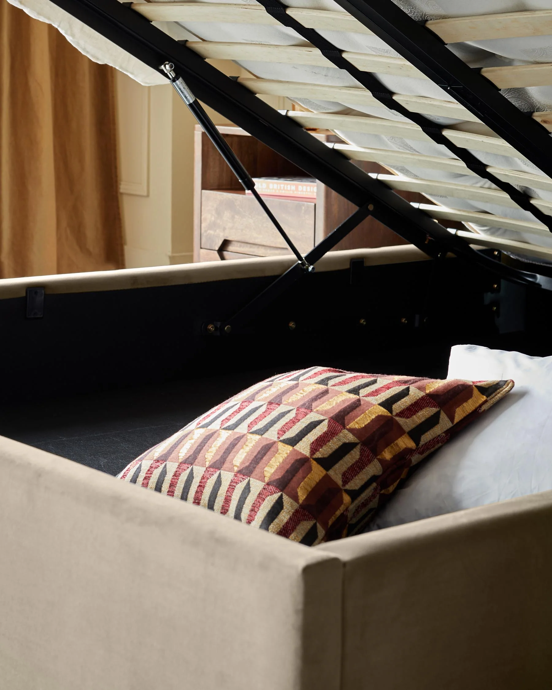 Amalfi Champagne Velvet Super King Size Ottoman Storage Bed - Image 7
