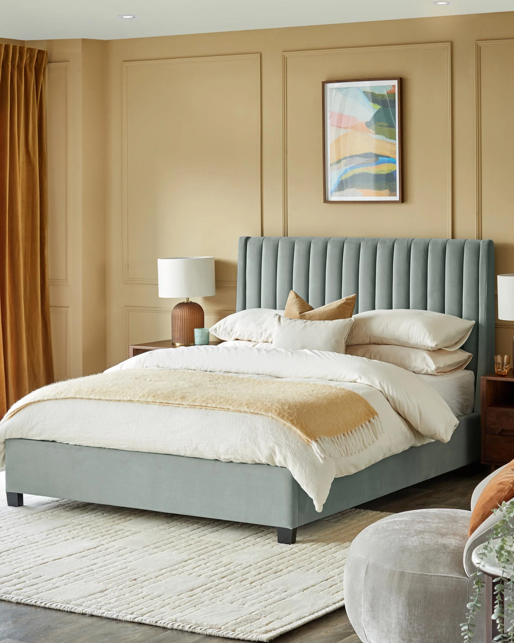 Amalfi Sage Green Velvet King Size Ottoman Storage Bed - Image 6