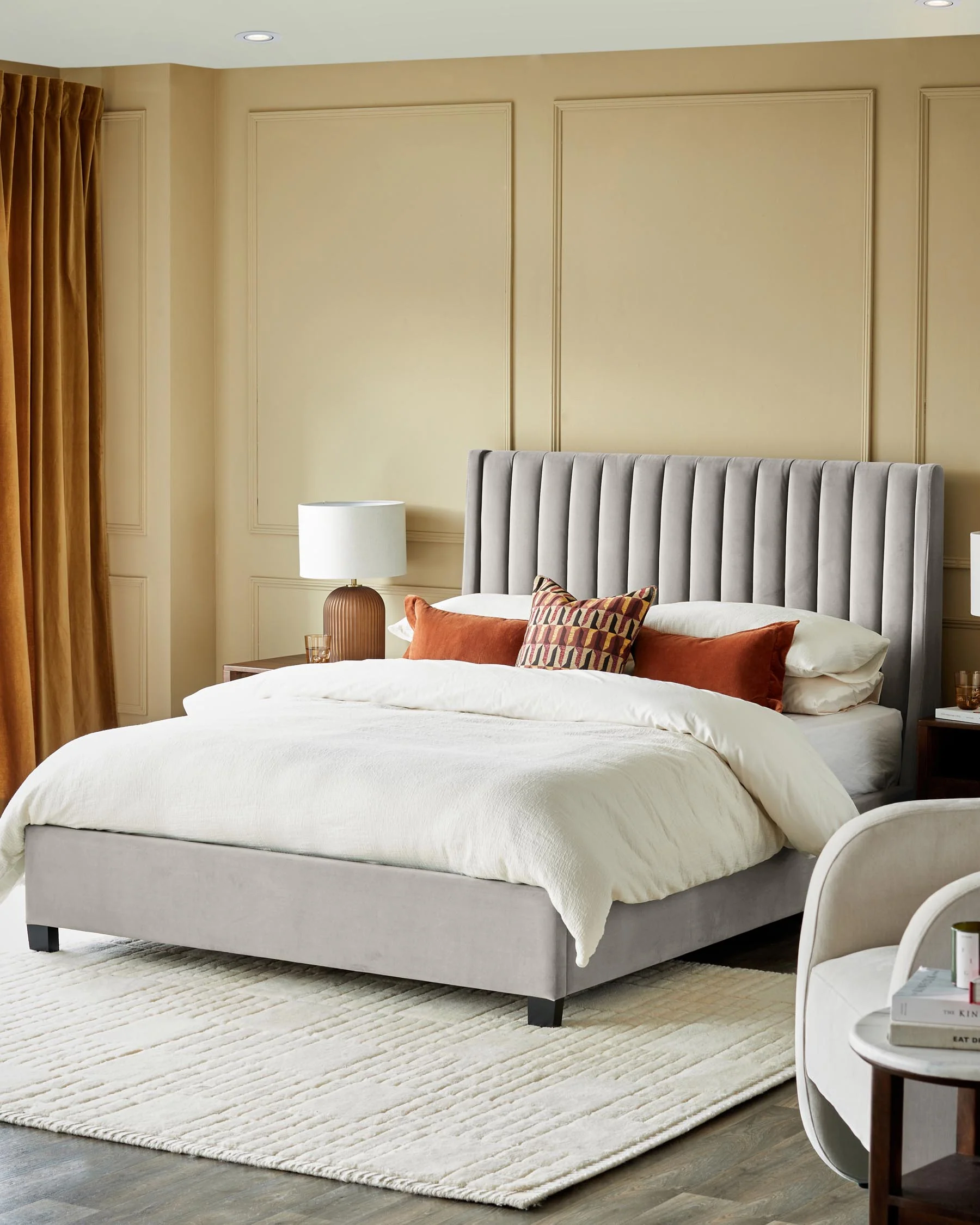 Amalfi light grey velvet double ottoman storage bed - Image 5