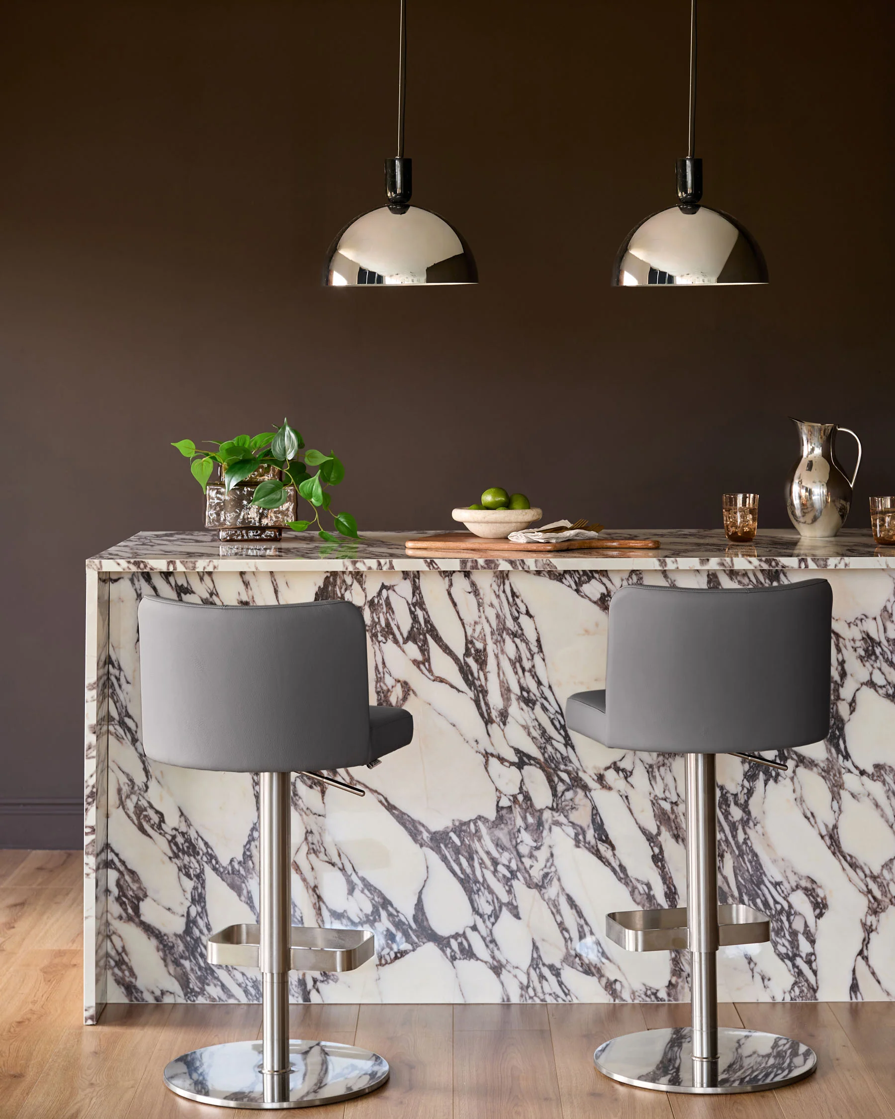 Arlo Dark Grey Leather Gas Lift Bar Stool - Image 6