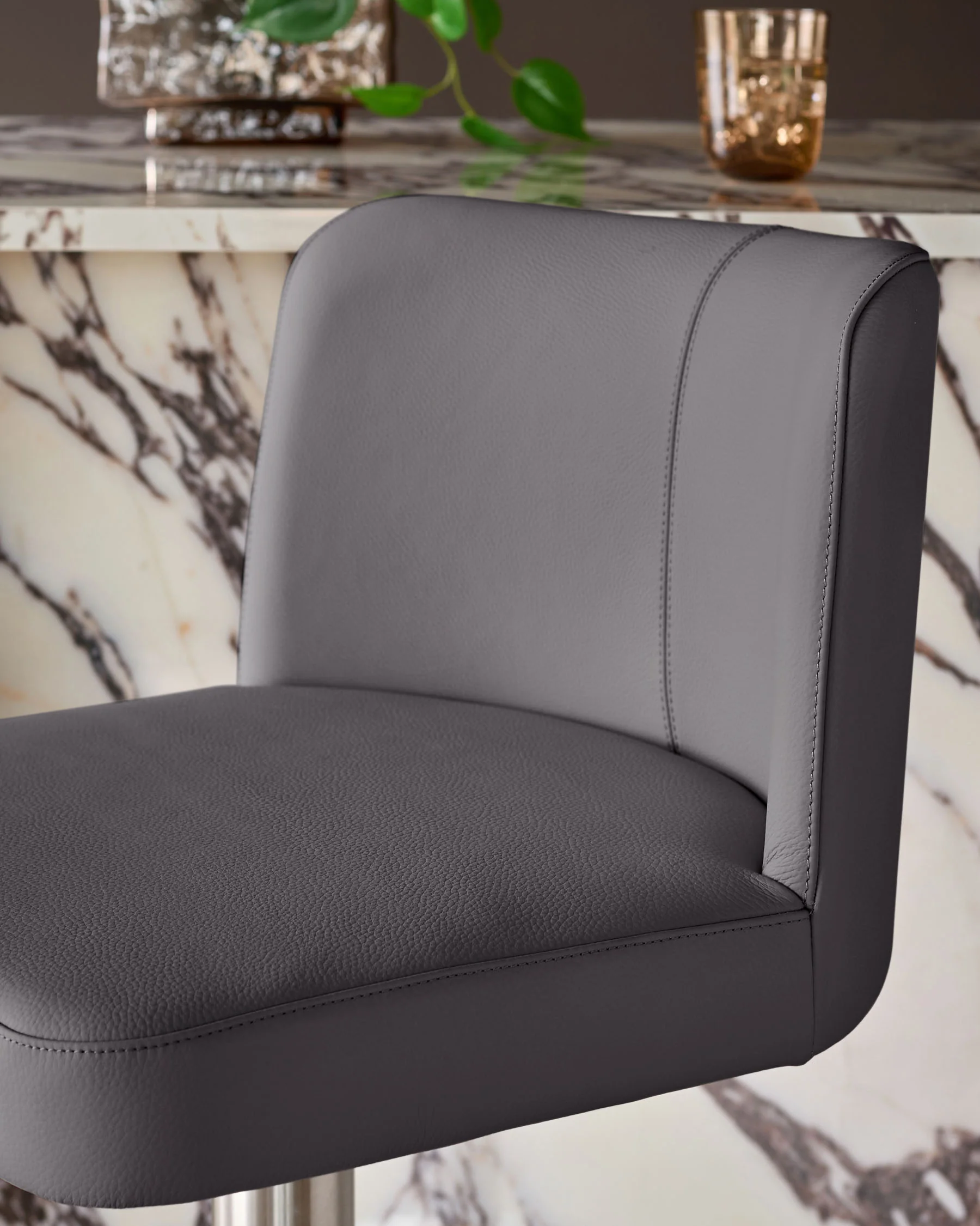 Arlo Dark Grey Leather Gas Lift Bar Stool - Image 7