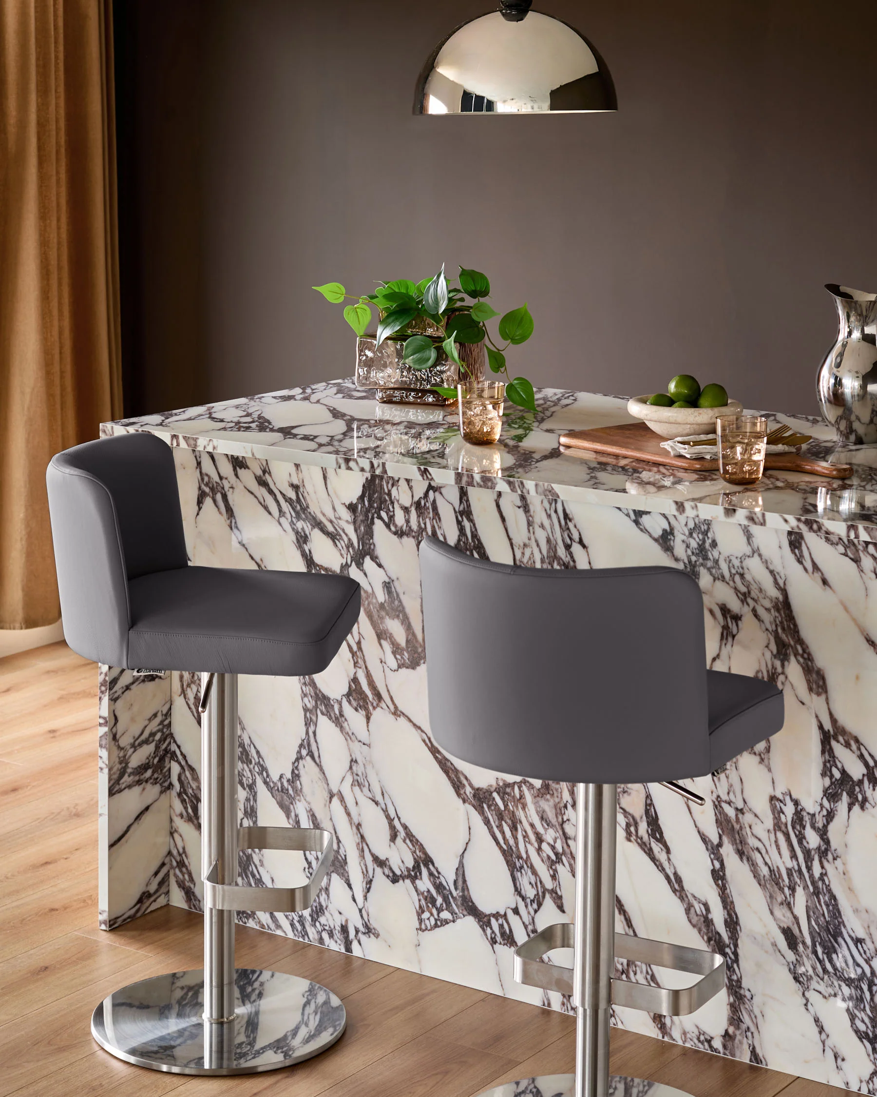 Arlo Dark Grey Leather Gas Lift Bar Stool - Image 8