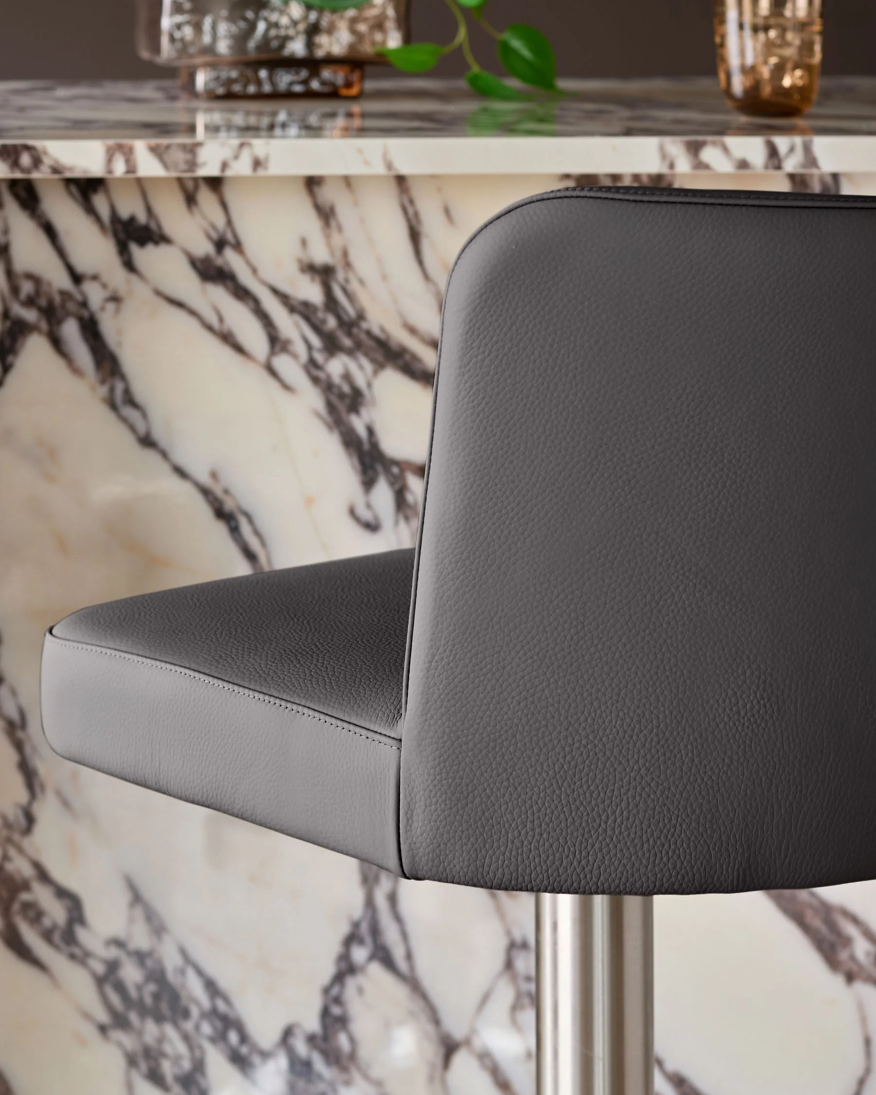 Arlo Dark Grey Leather Gas Lift Bar Stool - Image 9