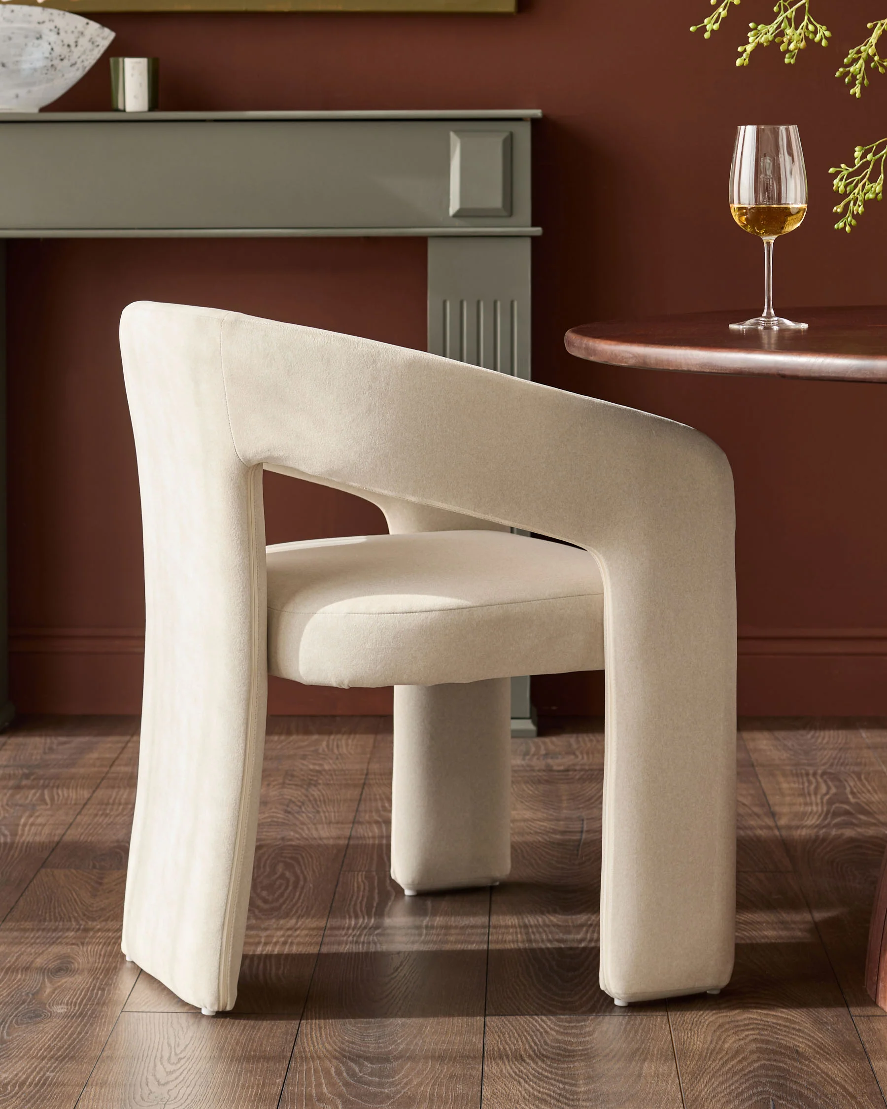 Asher cream plush fabric dining chair - Image 3