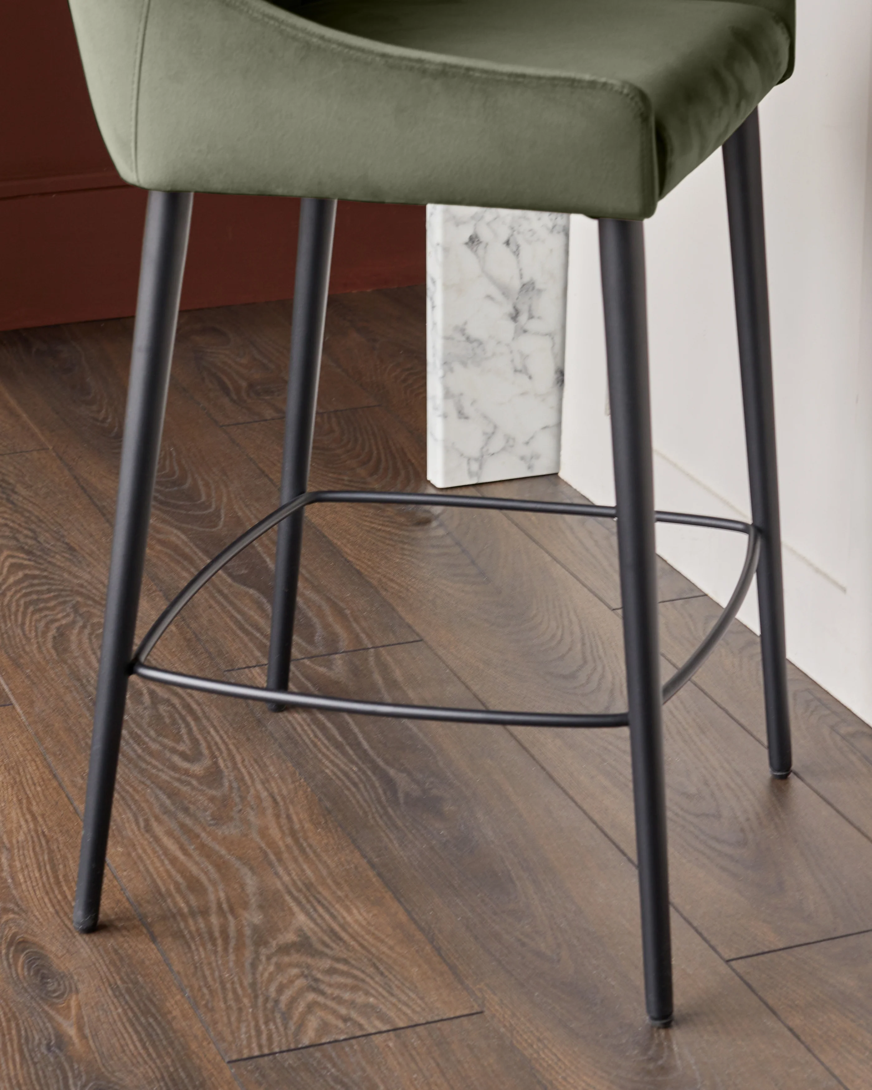 Blakely olive green velvet bar stool - Image 6