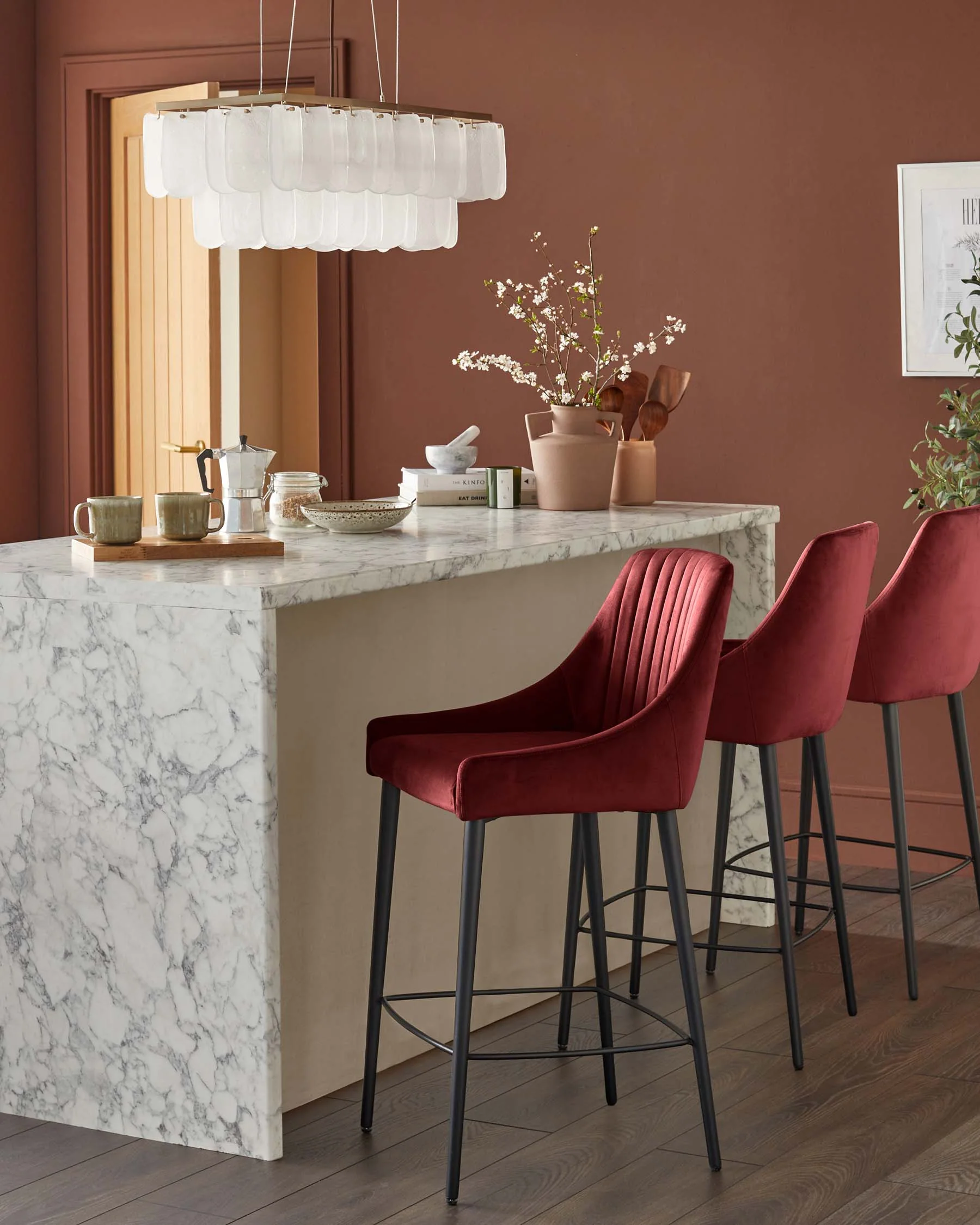 Blakely toffee red velvet bar stool - Image 2