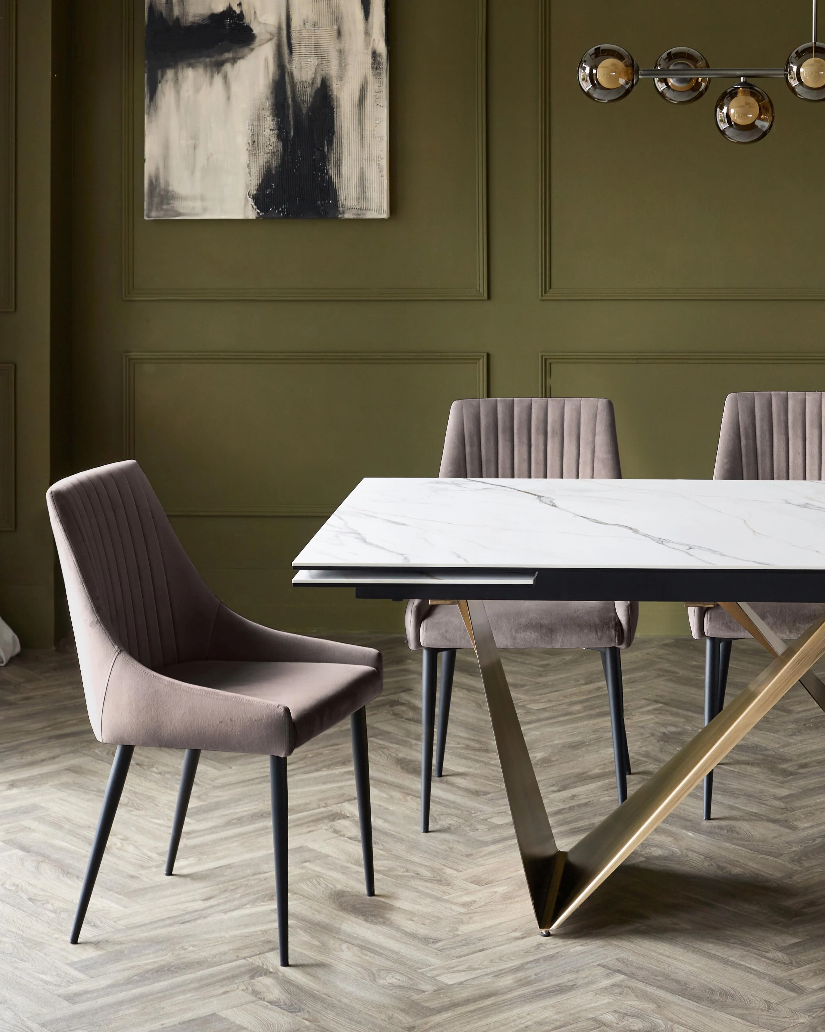 Blakely mocha velvet dining chair - Image 4