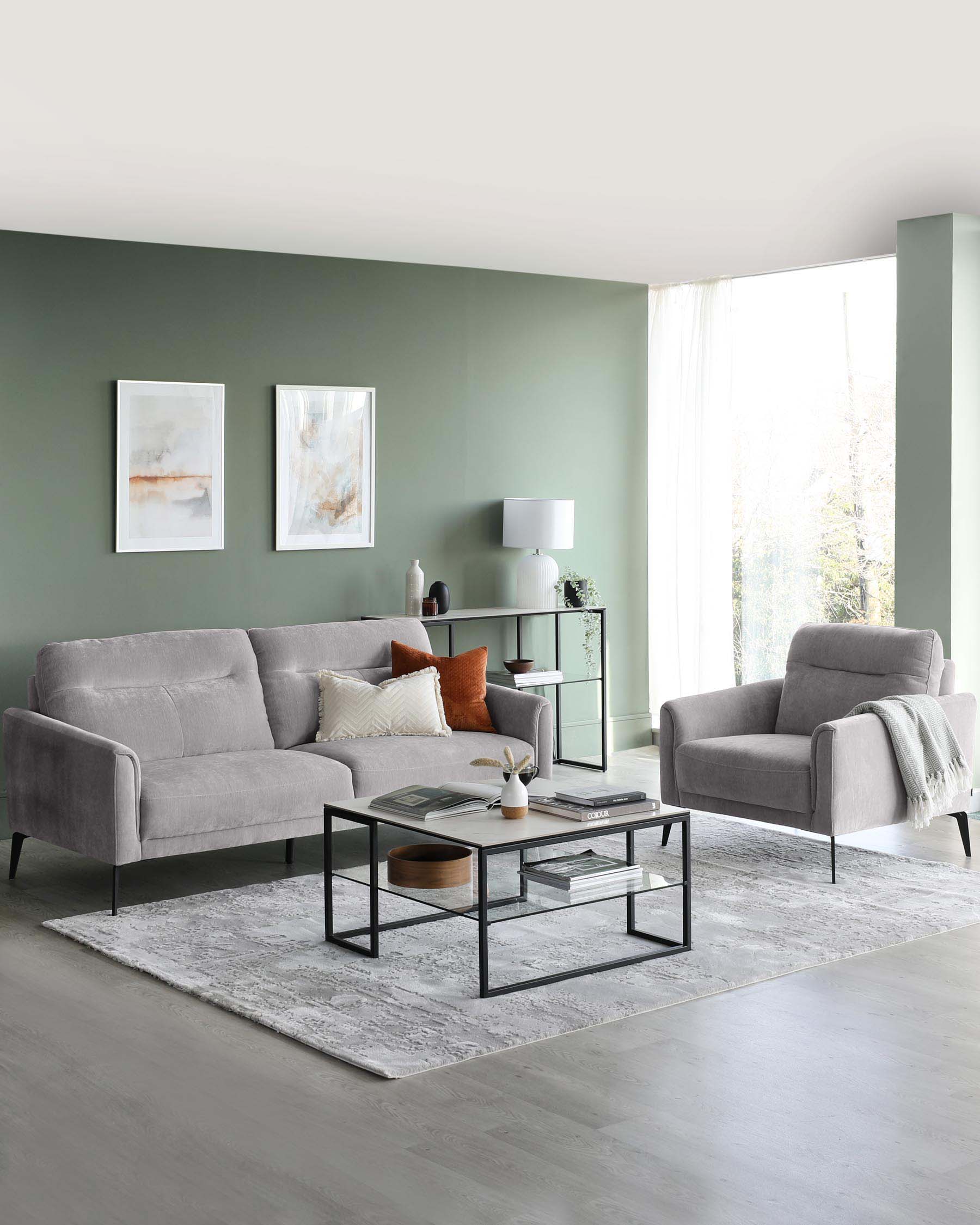 Brooks Light Grey Fabric Armchair - Image 3