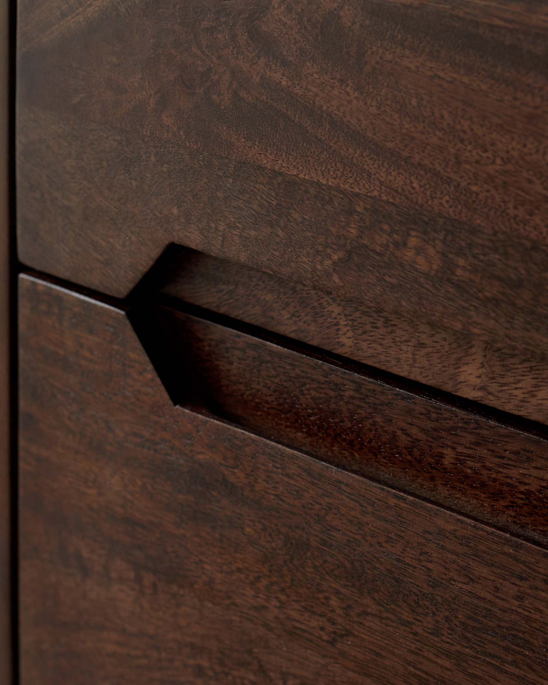 Bryce dark mango wood 2 drawer bedside table - Image 3