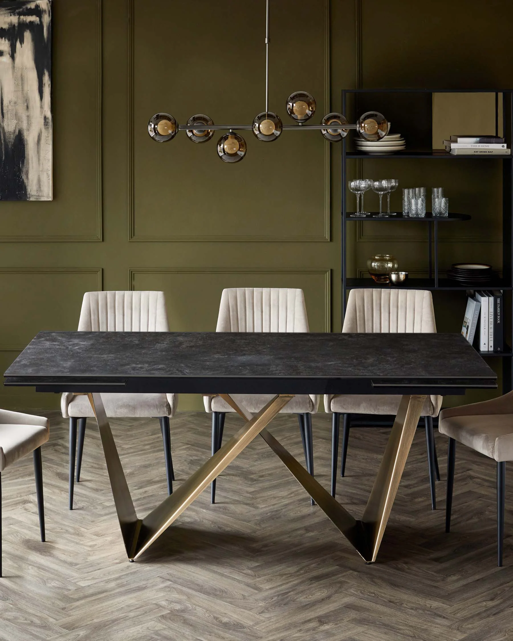 Calenzano Dark Grey Ceramic Extending 8 to 10 Seater Dining Table - Image 3