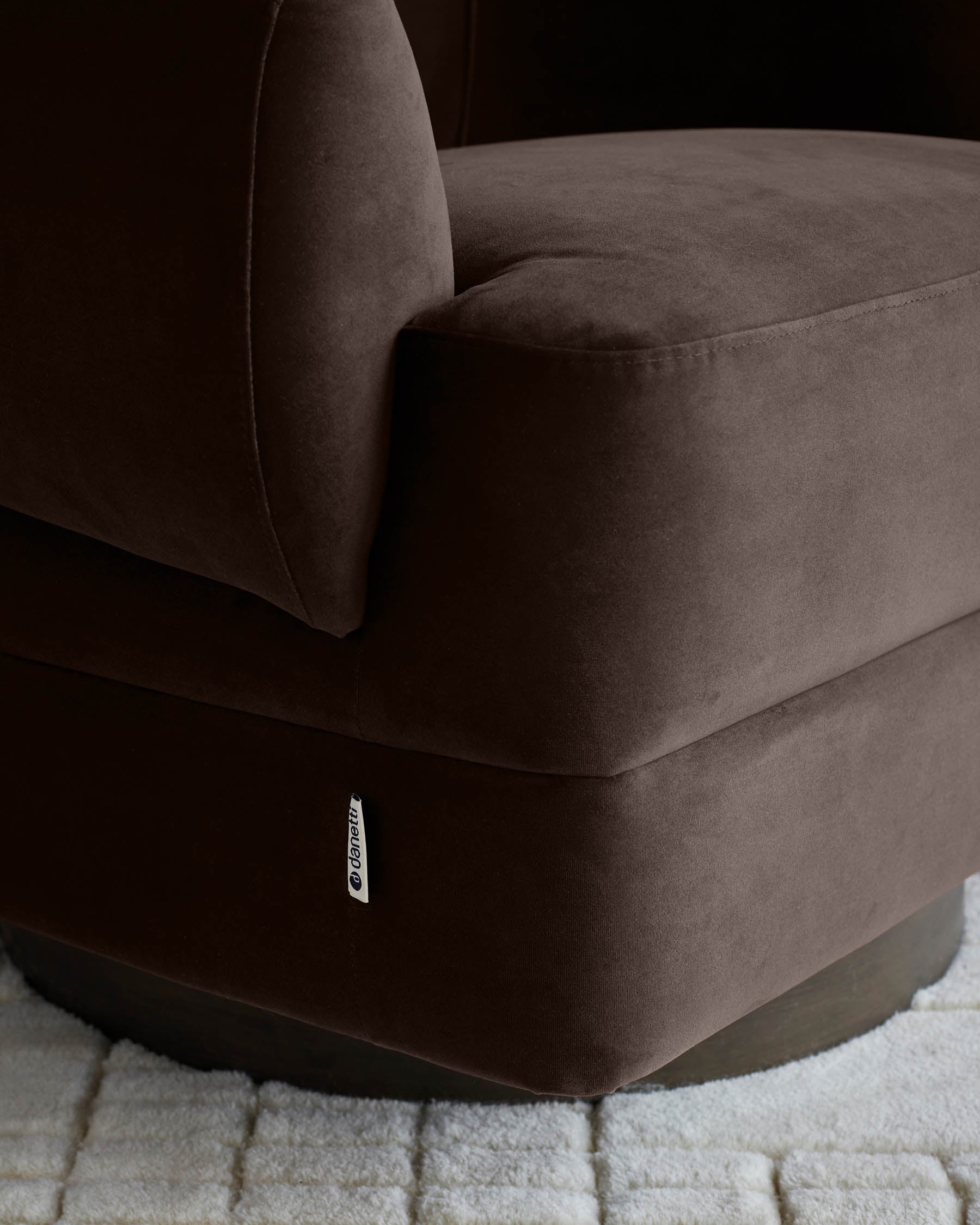 Callan dark chocolate velvet swivel accent chair - Image 3