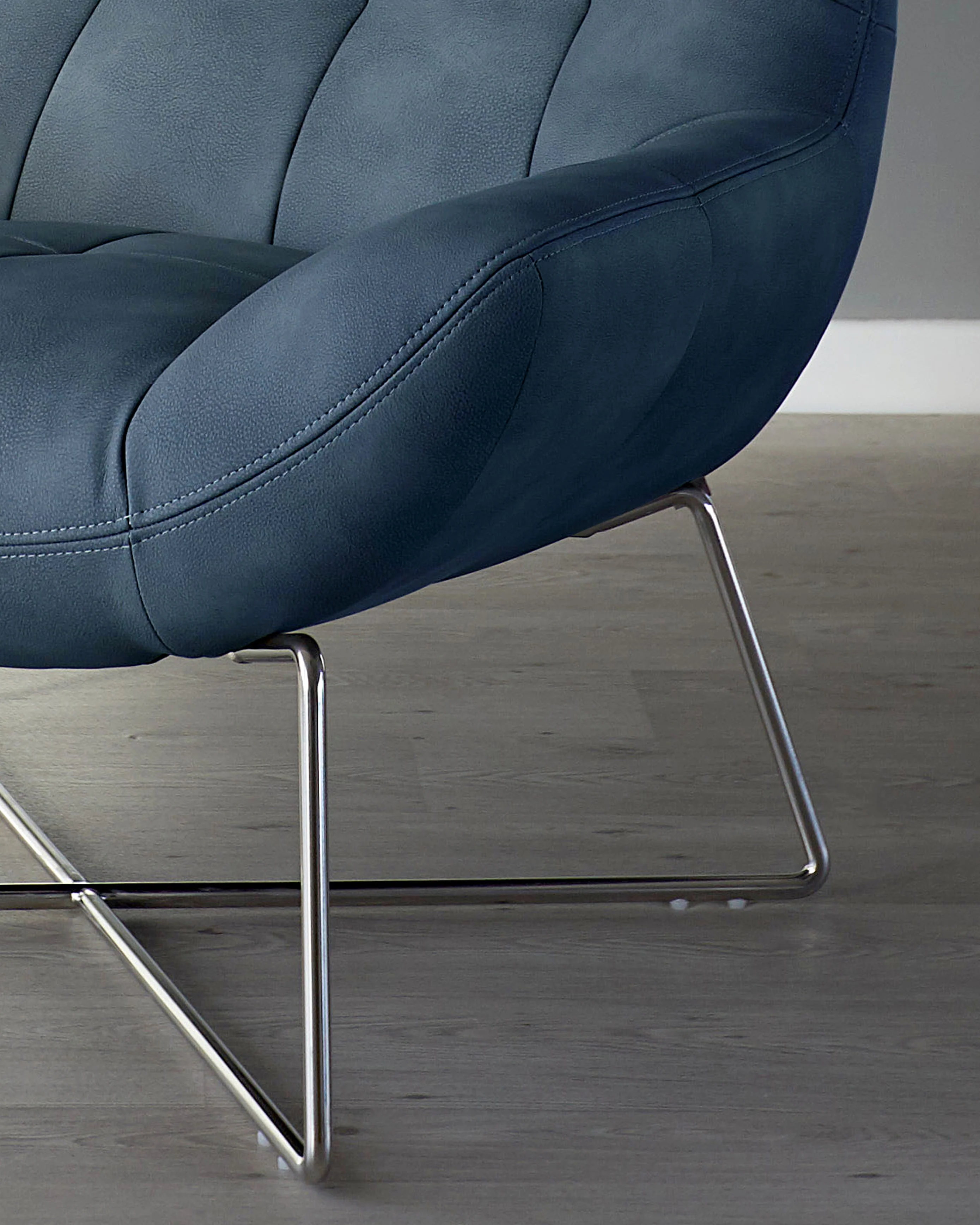 Canio Navy Faux Leather Accent Chair - Image 5