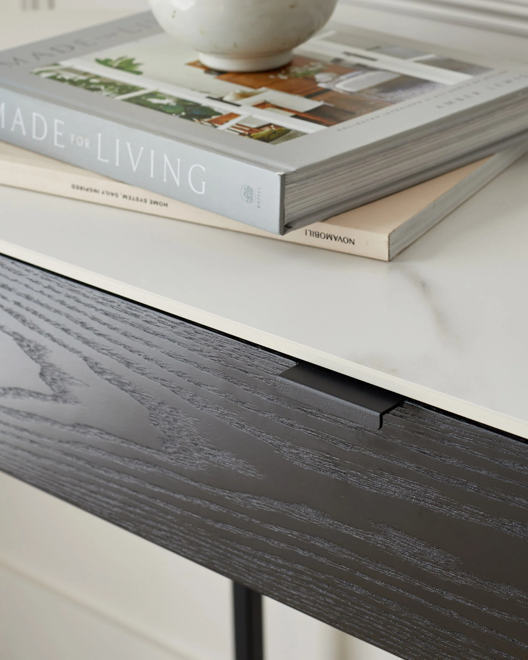 Carmen Black Console Dressing Table with White Ceramic Top - Image 3