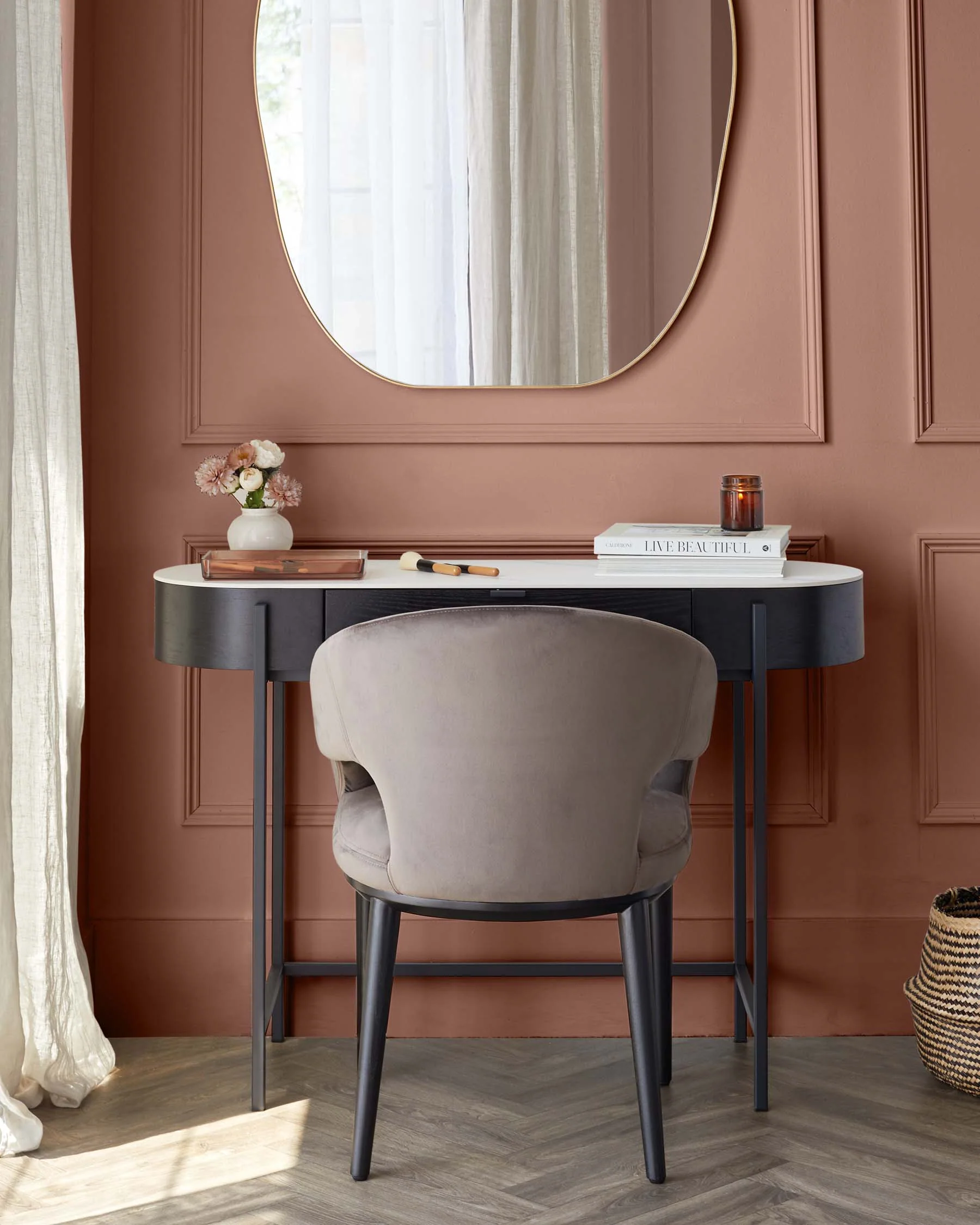 Carmen Black Console Dressing Table with White Ceramic Top - Image 4