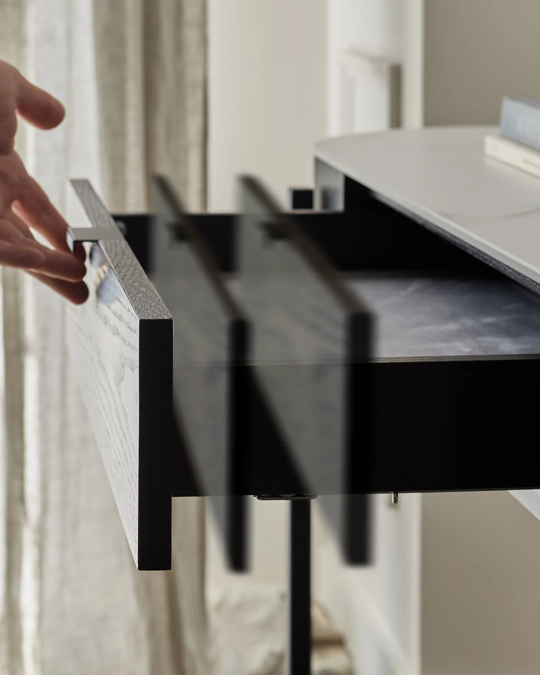 Carmen Black Console Dressing Table with White Ceramic Top - Image 6