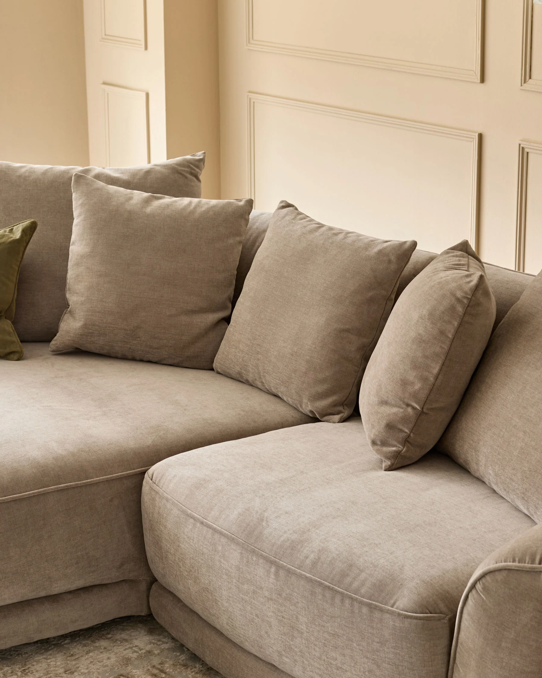 Caspian mink chenille right hand corner chaise sofa - Image 6