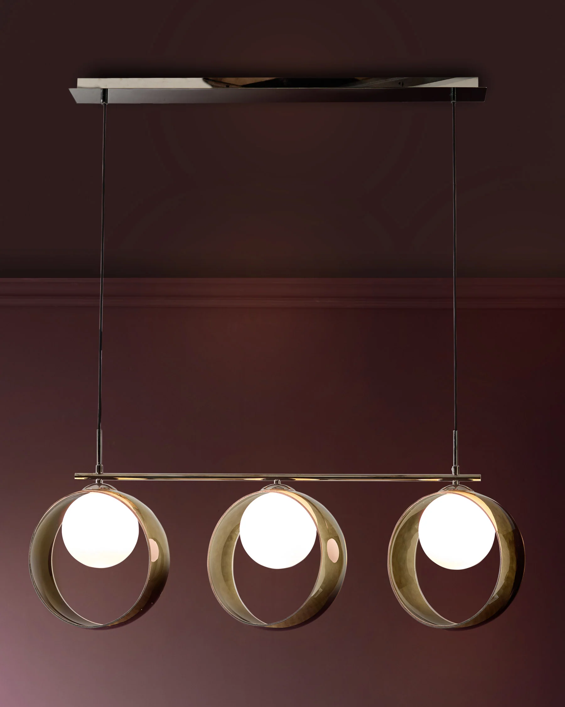 Chloe green glass 3 bar adjustable pendant light - Image 2