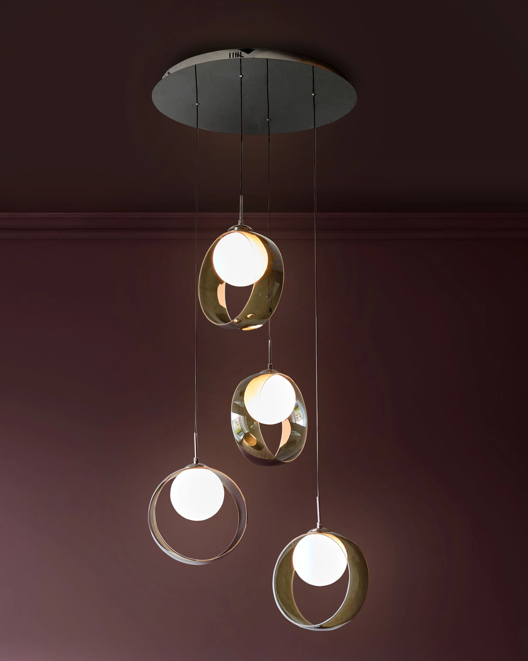Chloe green glass LED 4 drop adjustable pendant light - Image 2