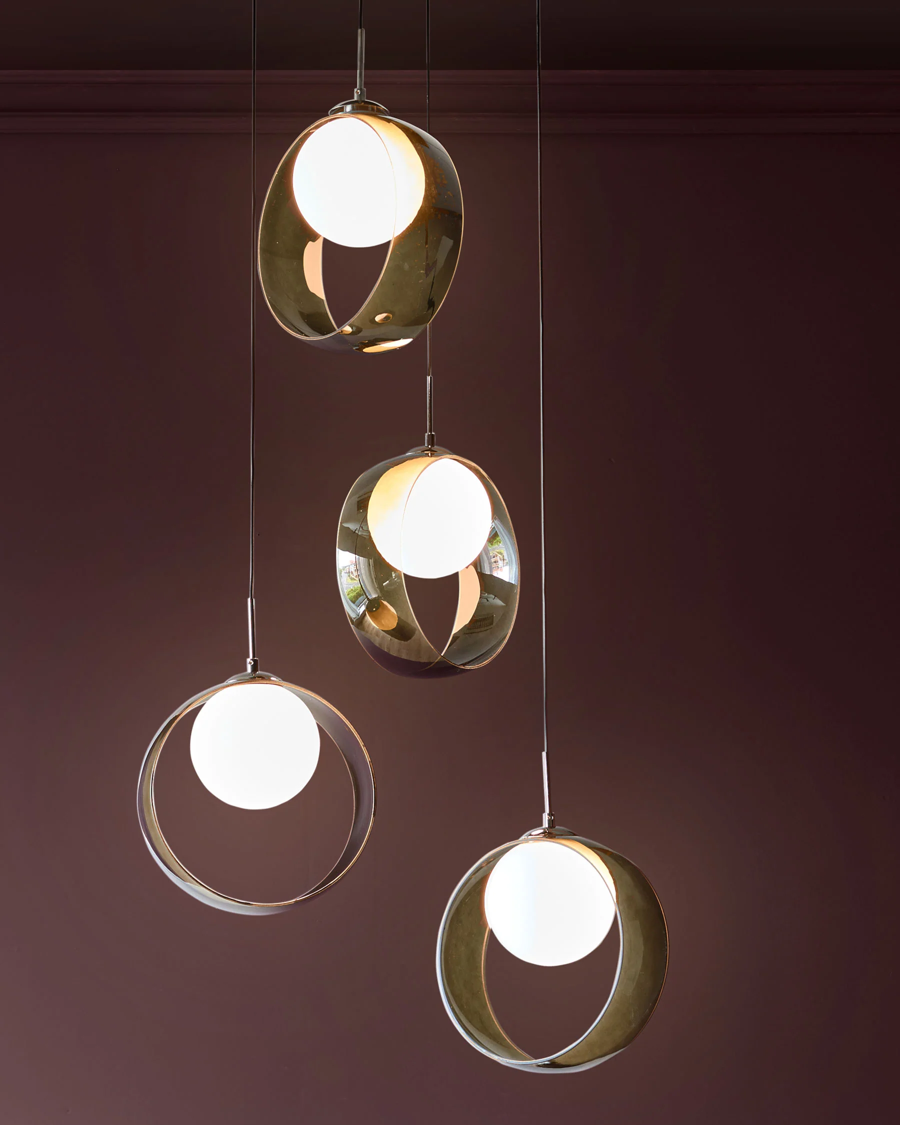 Chloe green glass LED 4 drop adjustable pendant light - Image 3