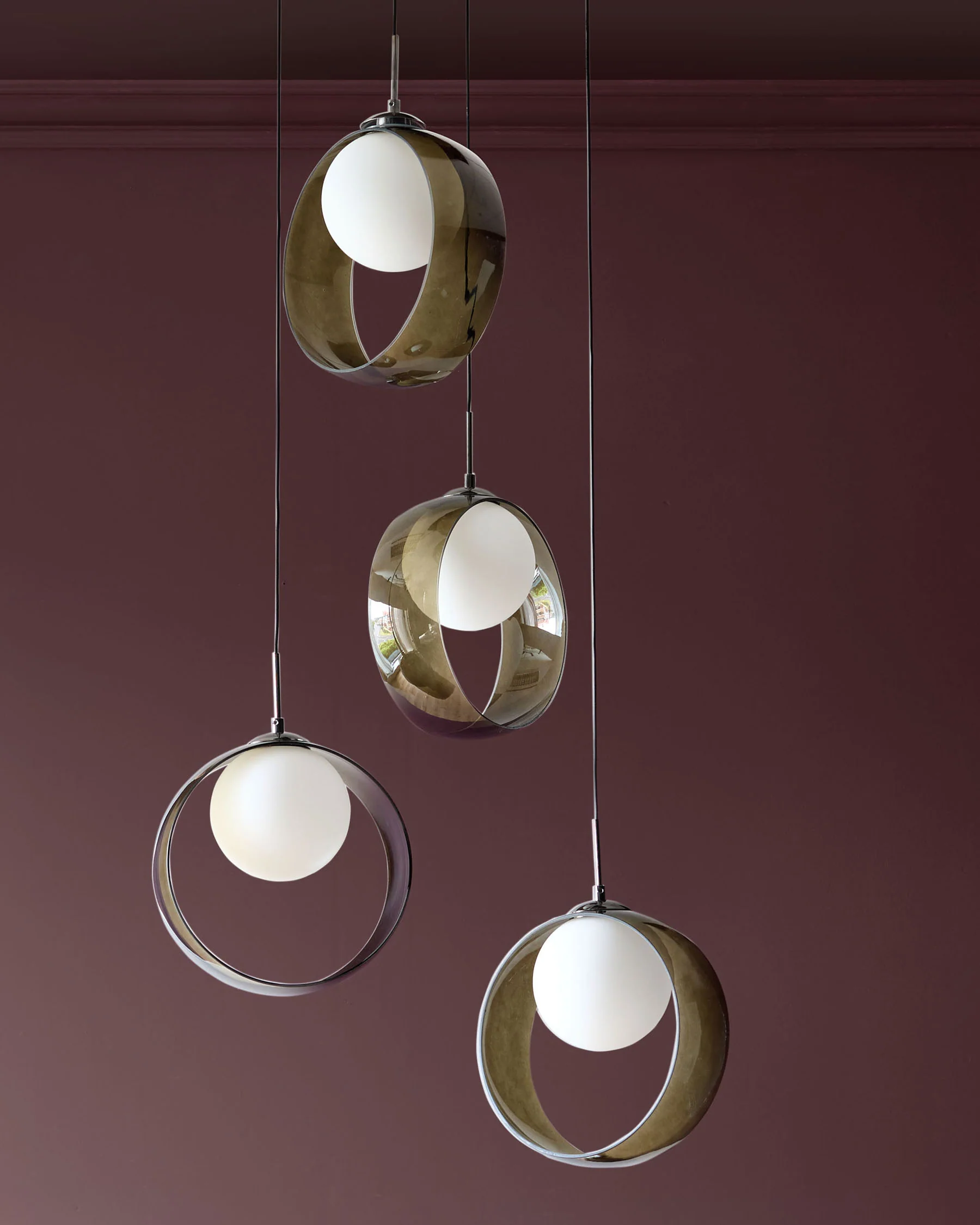 Chloe green glass LED 4 drop adjustable pendant light - Image 4