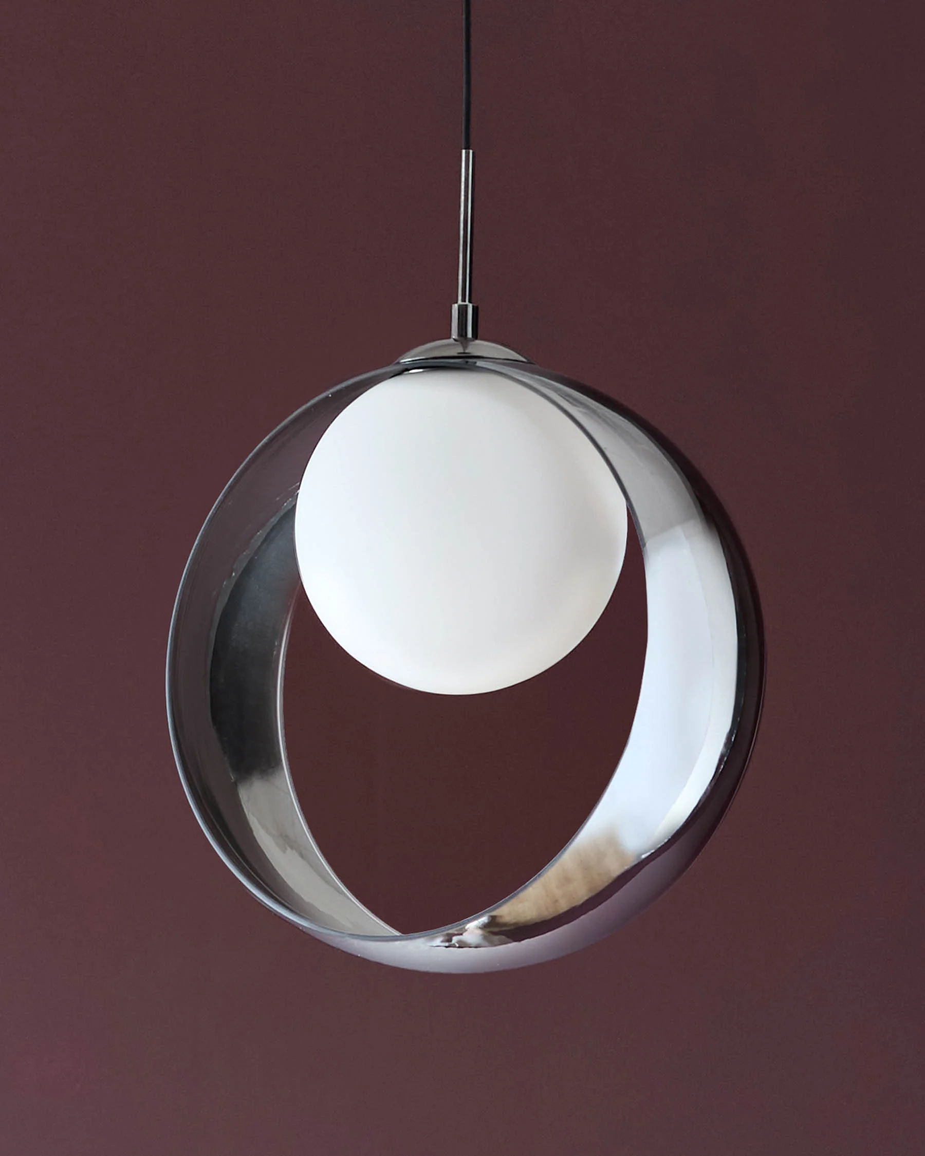 Chloe silver chrome glass LED single drop adjustable pendant light
