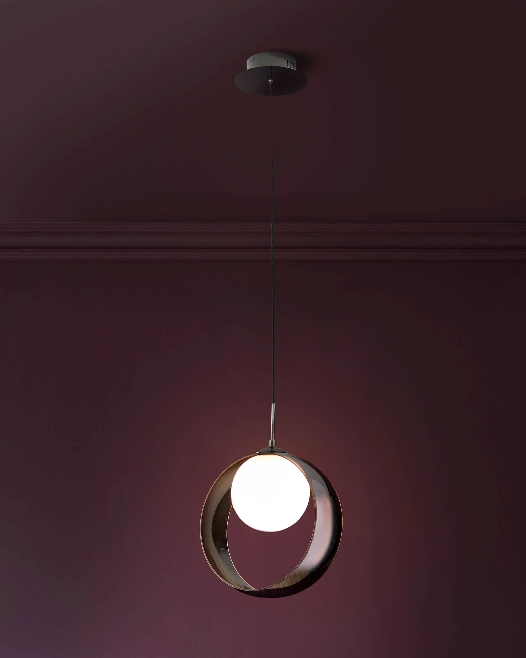 Chloe silver chrome glass LED single drop adjustable pendant light - Image 4
