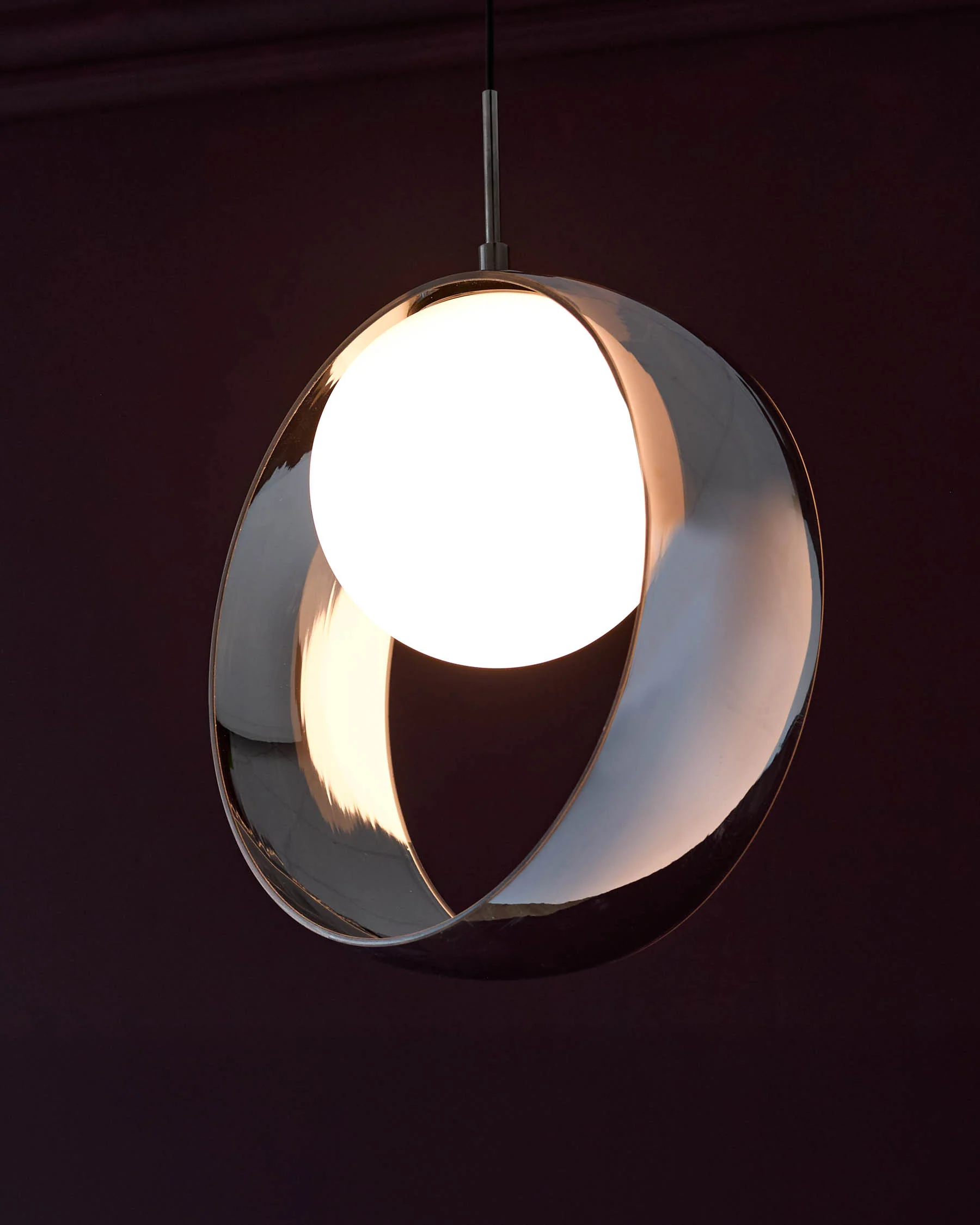 Chloe silver chrome glass LED single drop adjustable pendant light - Image 6