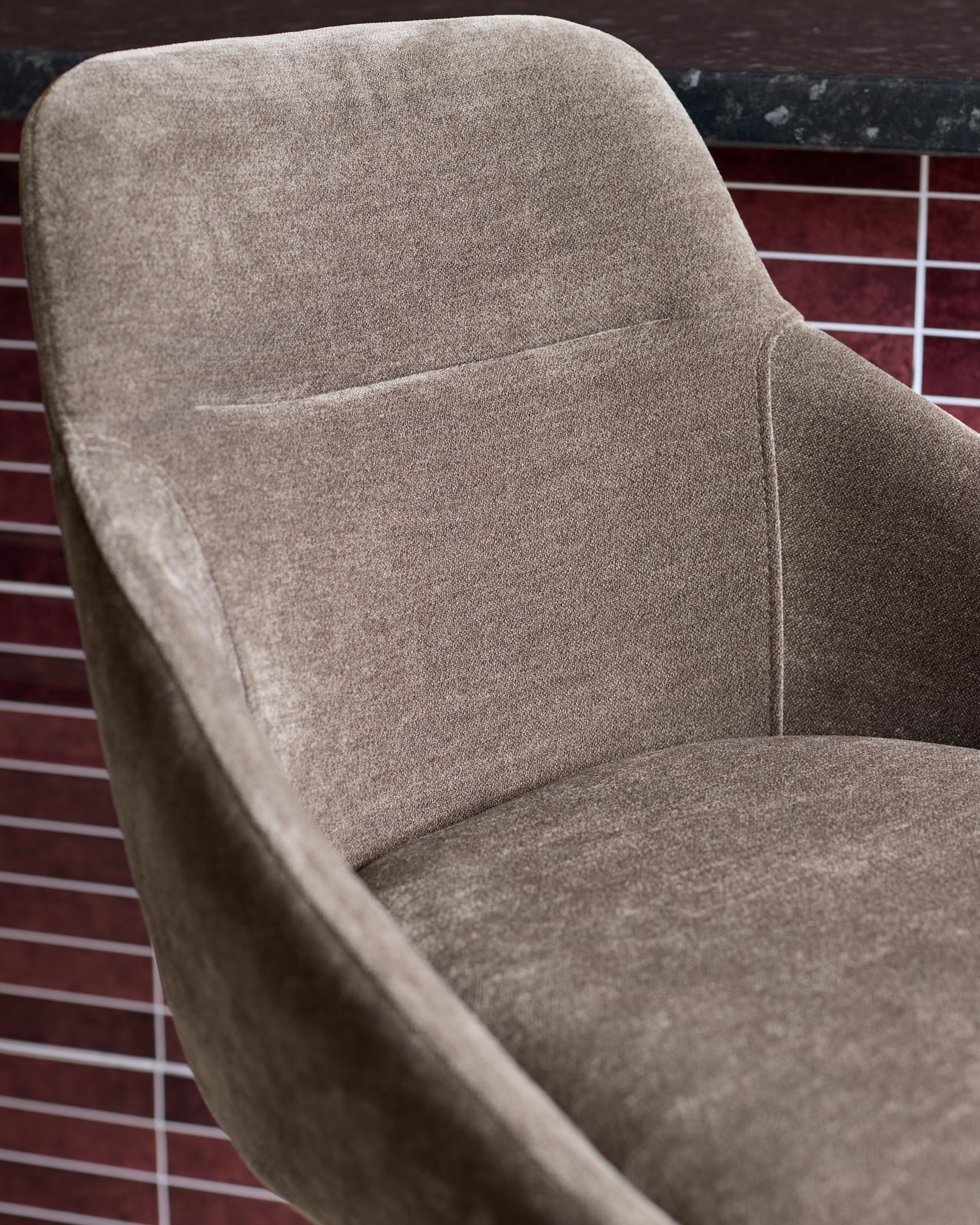 Cleo mocha fabric swivel bar stool - Image 5