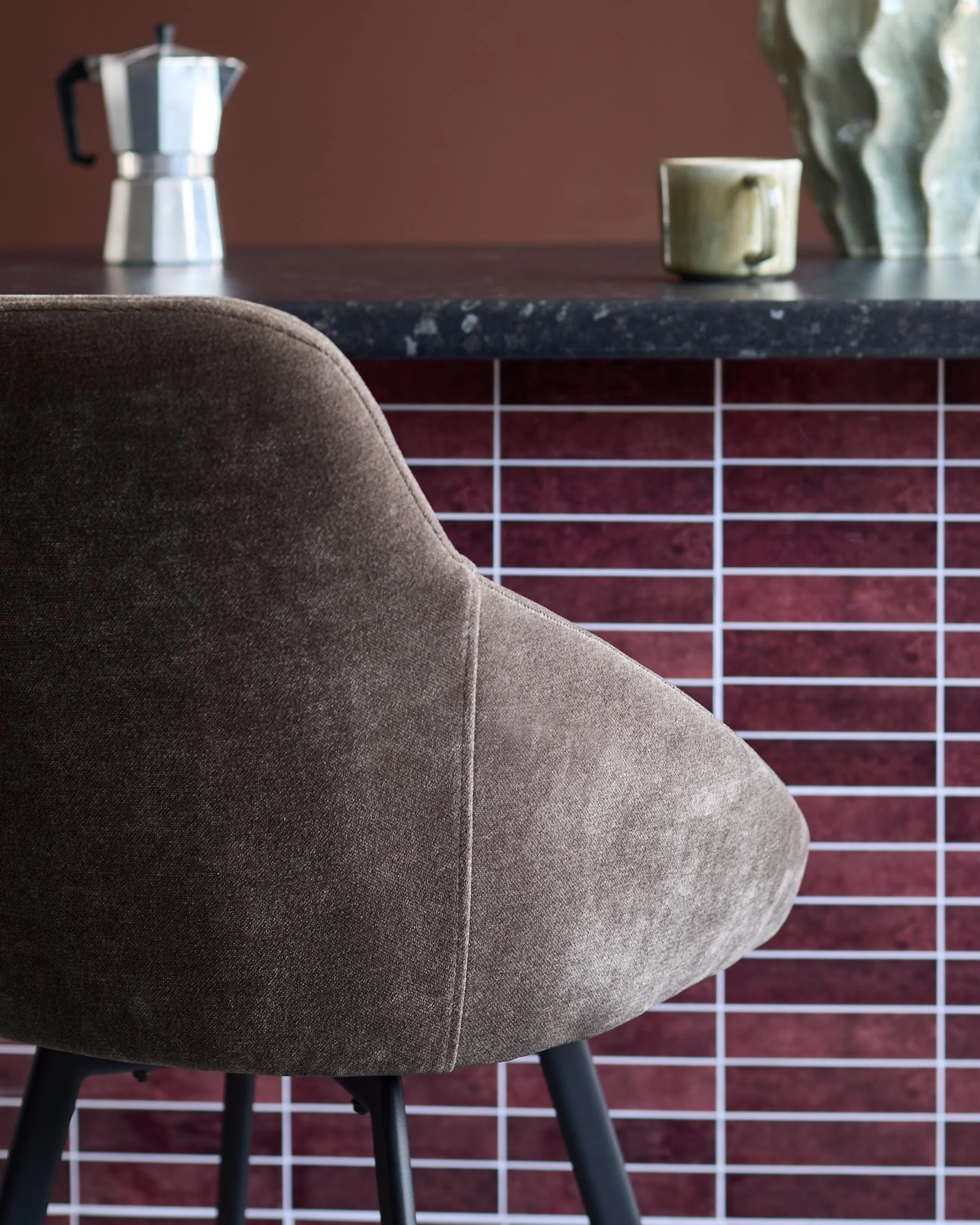 Cleo mocha fabric swivel bar stool - Image 8