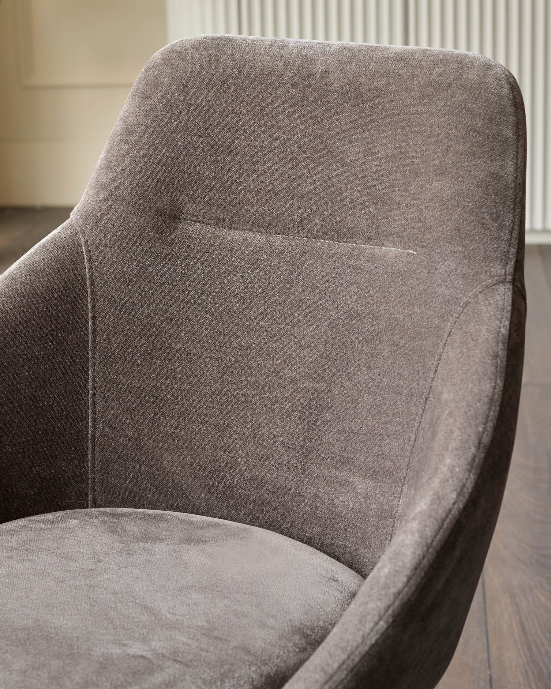 Cleo mocha chenille swivel dining chair - Image 5
