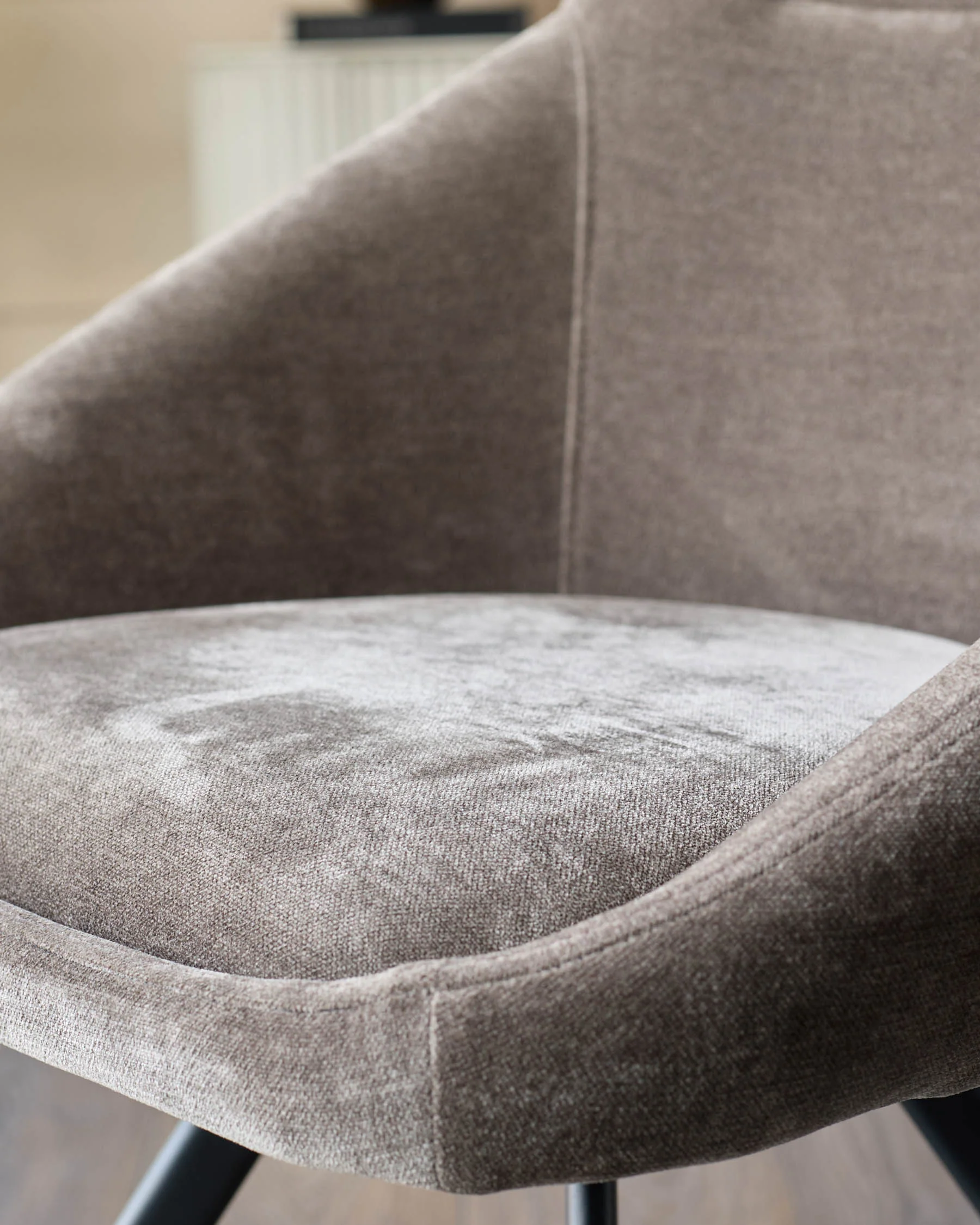 Cleo mocha chenille swivel dining chair - Image 9