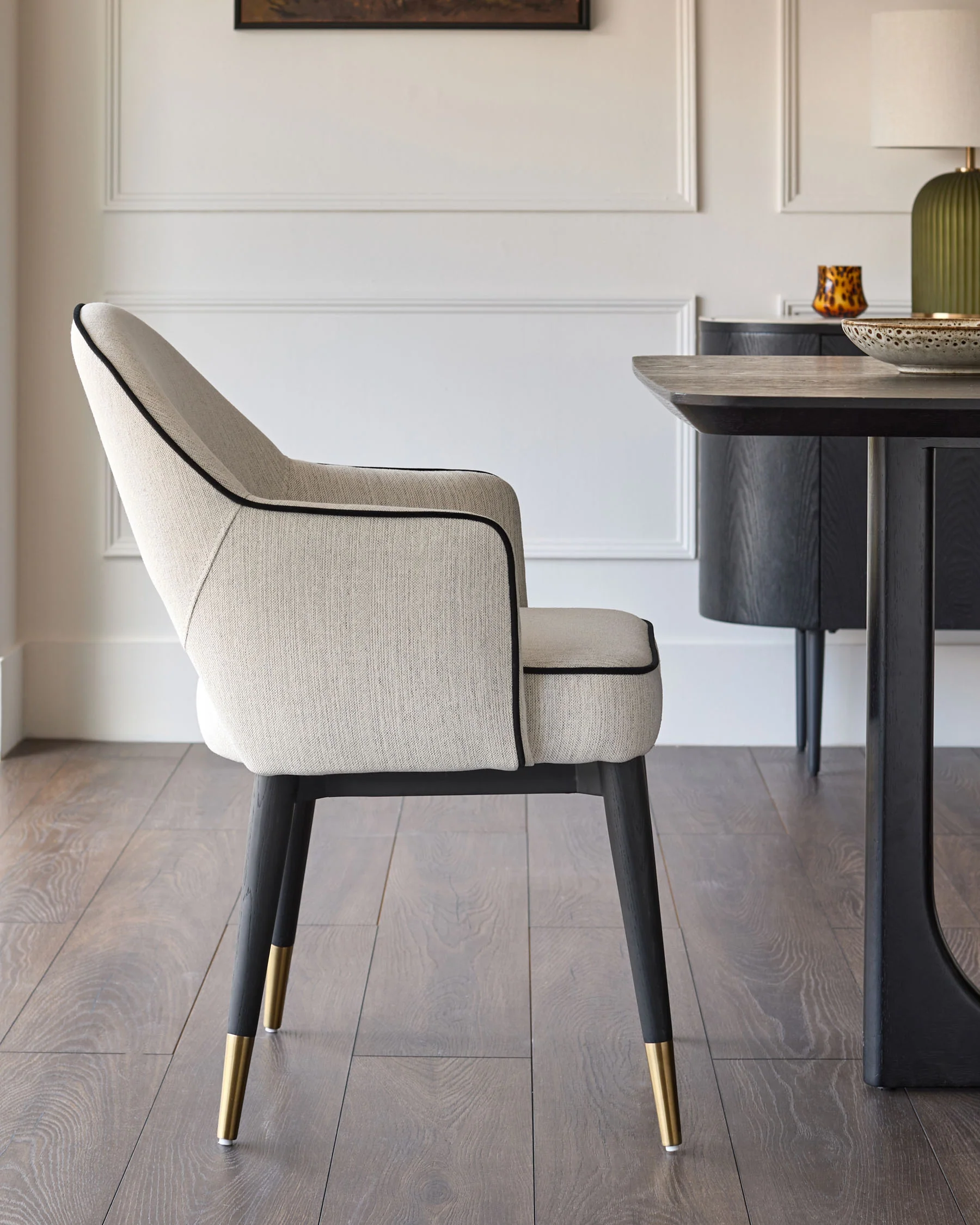 Clover ivory fabric dining armchair - Image 3