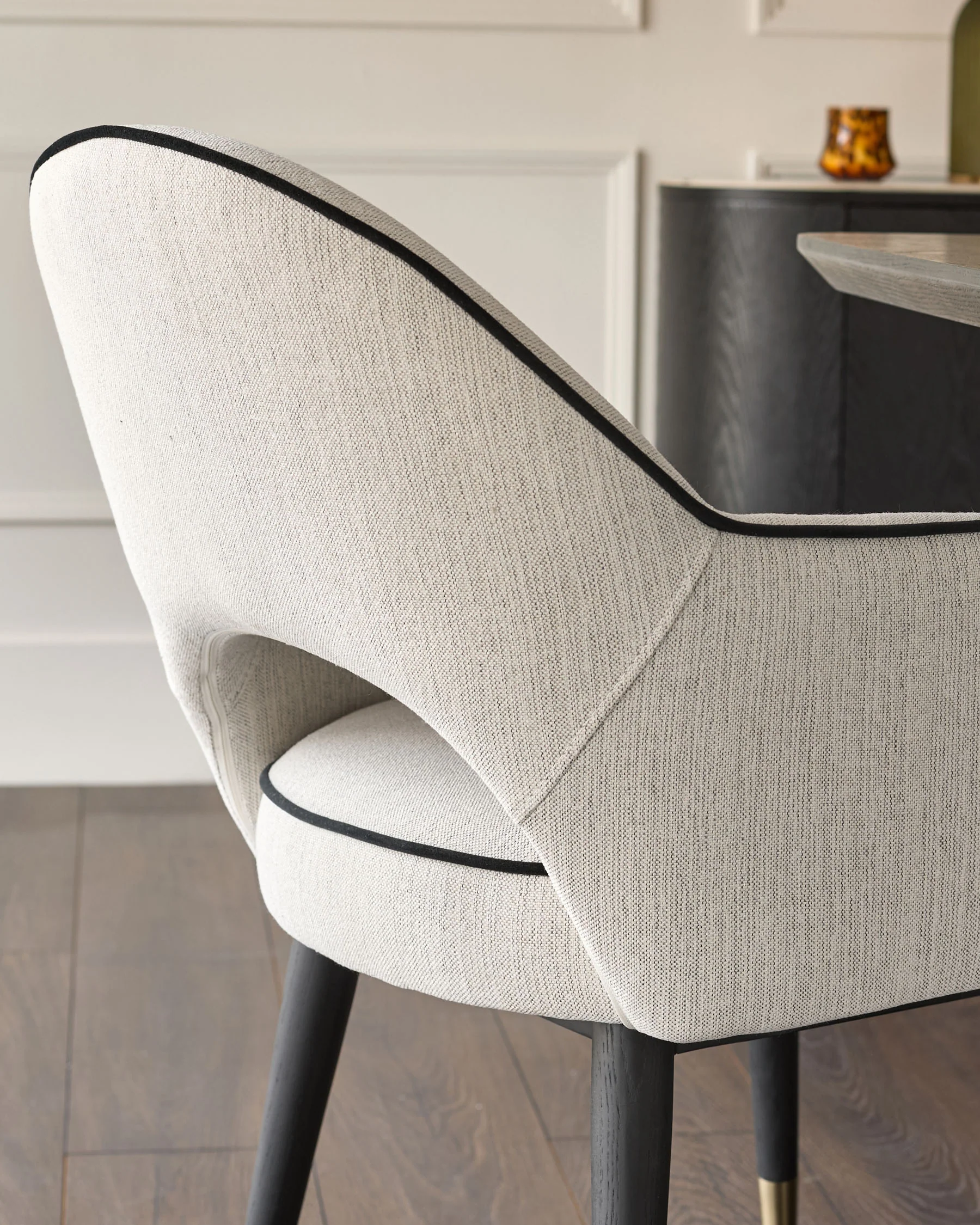 Clover ivory fabric dining armchair - Image 5