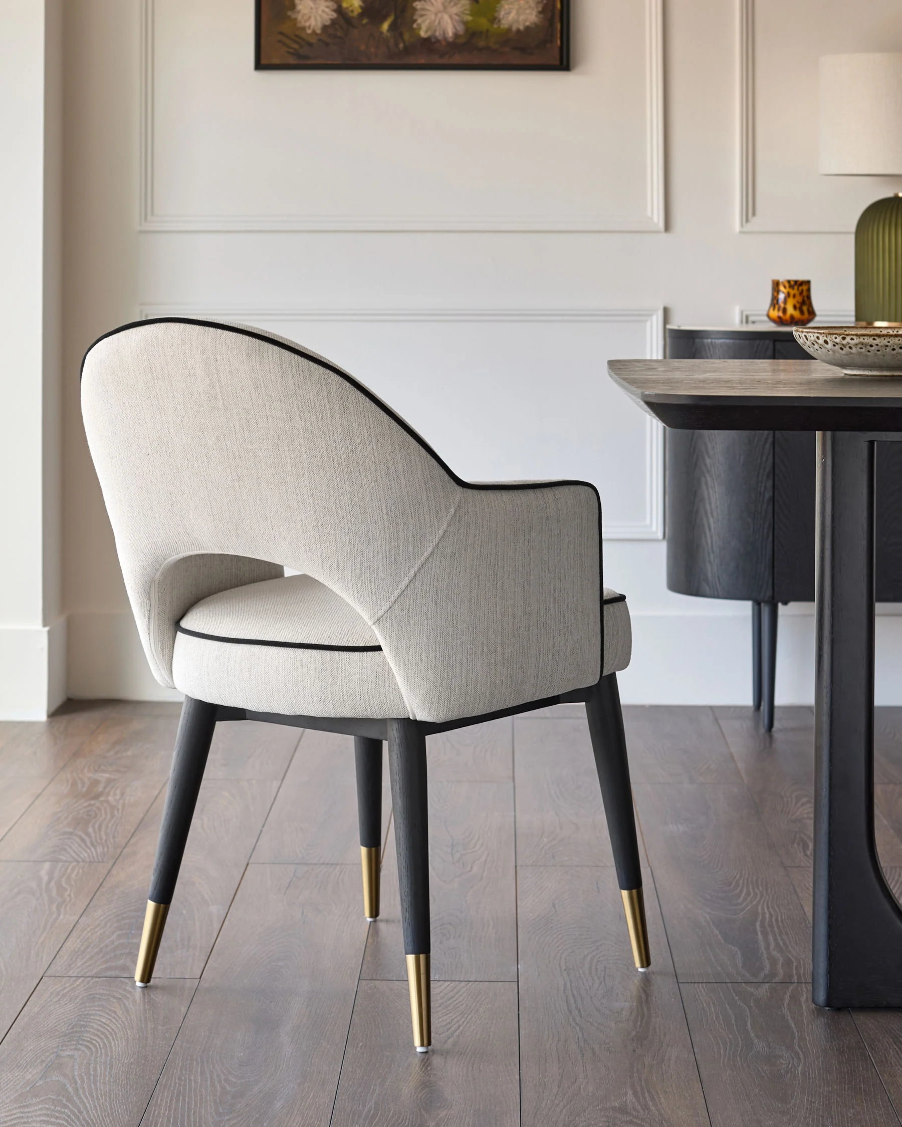 Clover ivory fabric dining armchair - Image 6