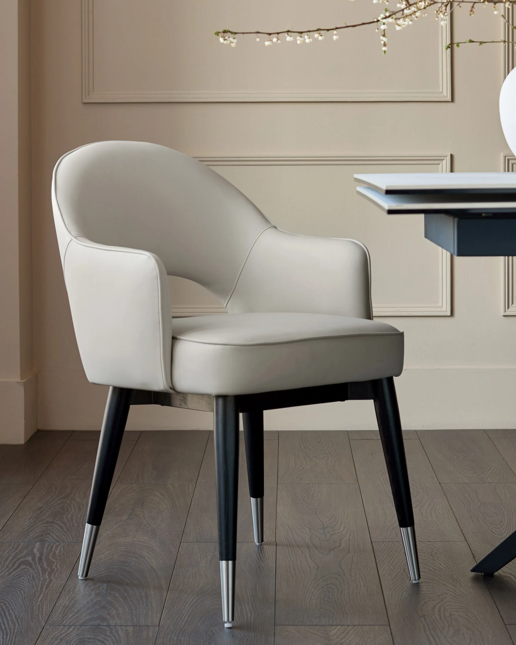 Clover light grey faux leather dining armchair
