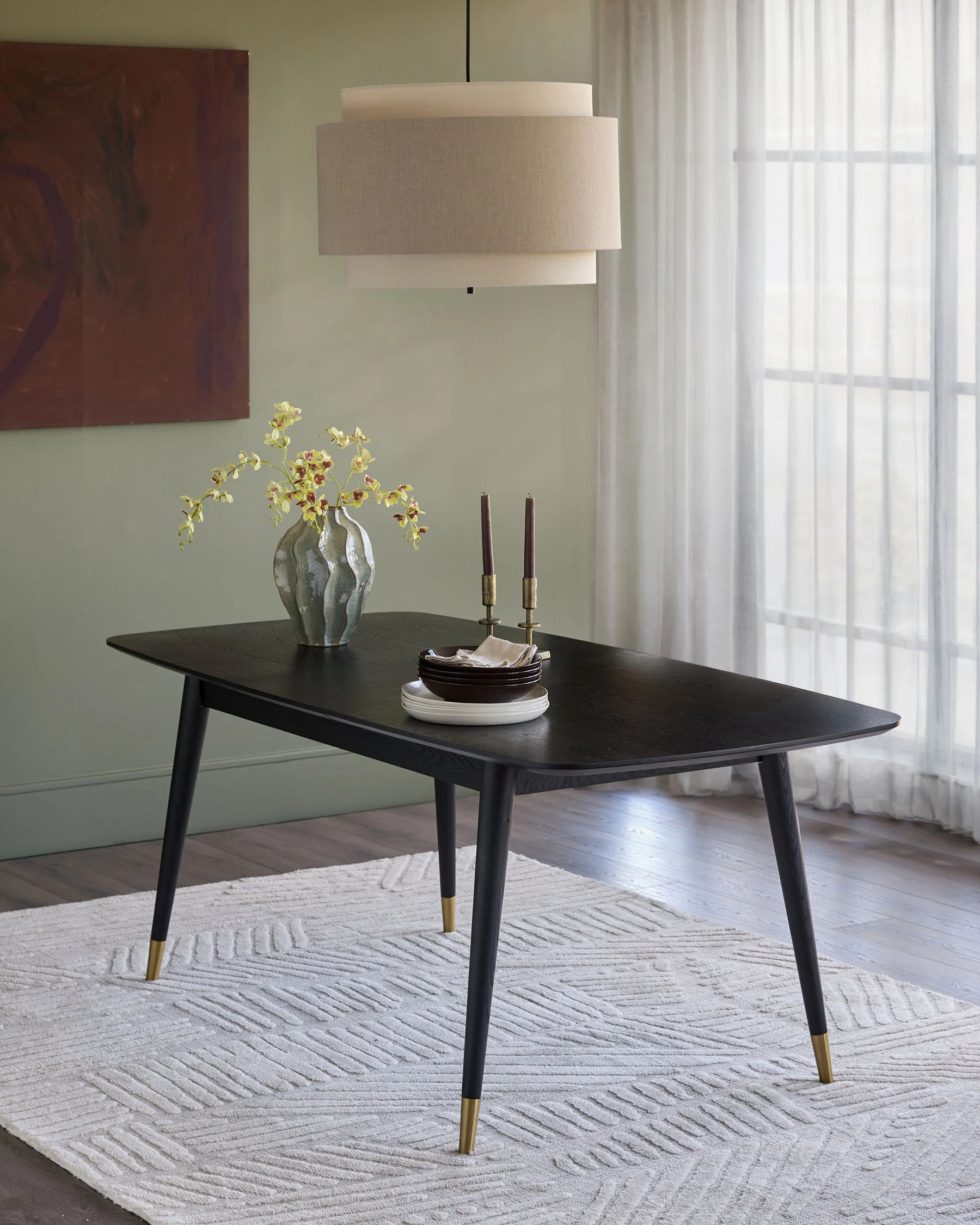 Clover Black Ash Extending 6 to 8 Seater Dining Table