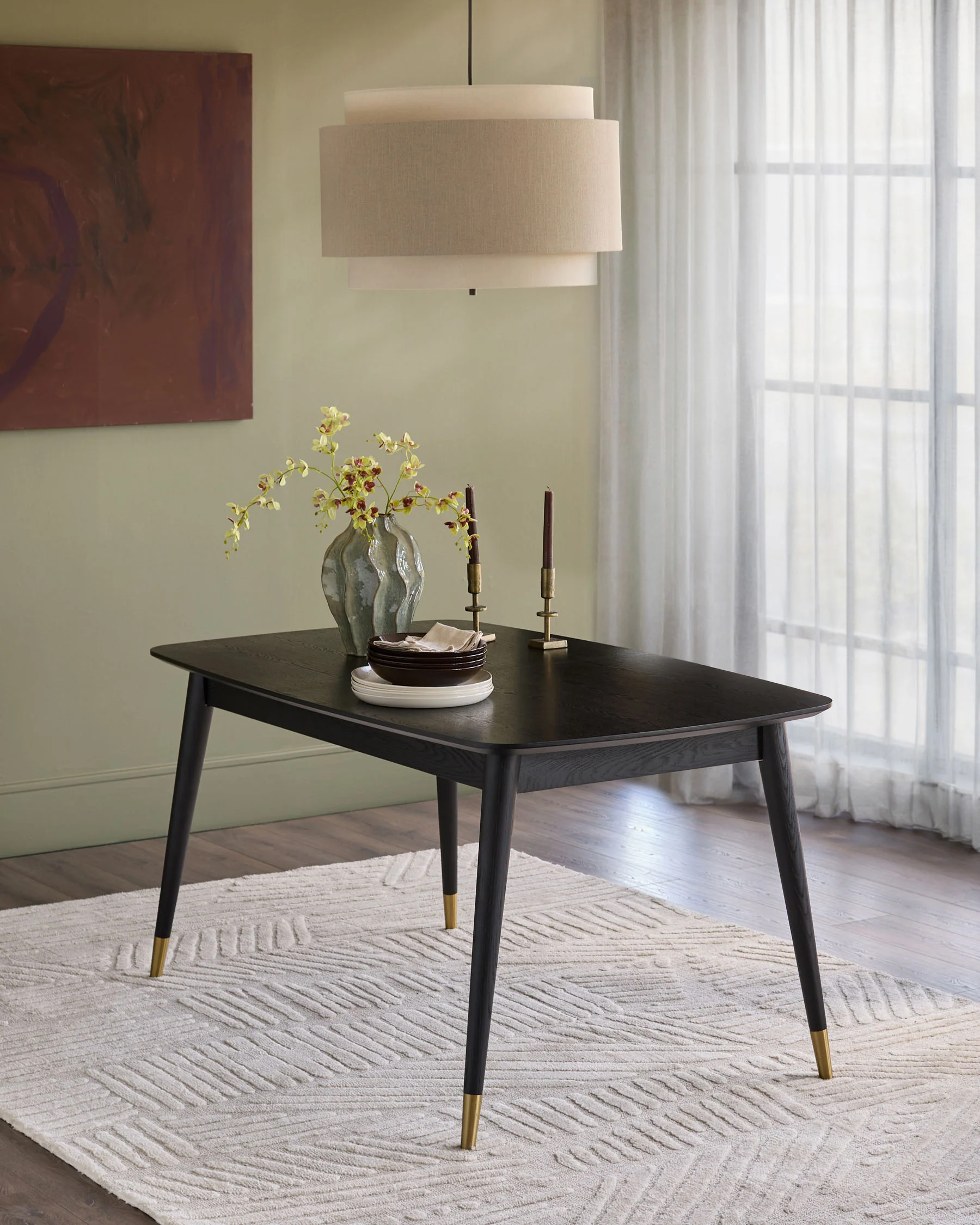 Clover Black Ash Extending 6 to 8 Seater Dining Table - Image 3
