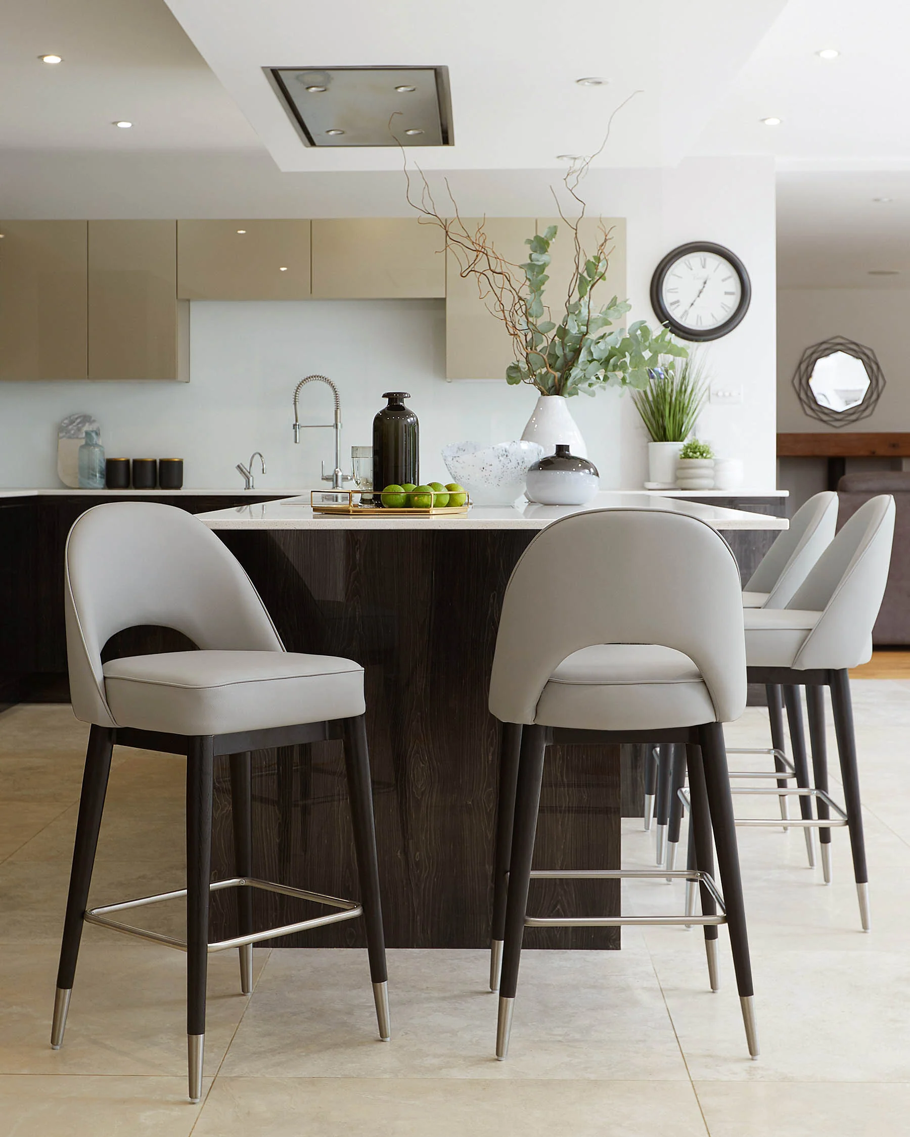 Clover Light Grey Faux Leather Bar Stool - Image 6