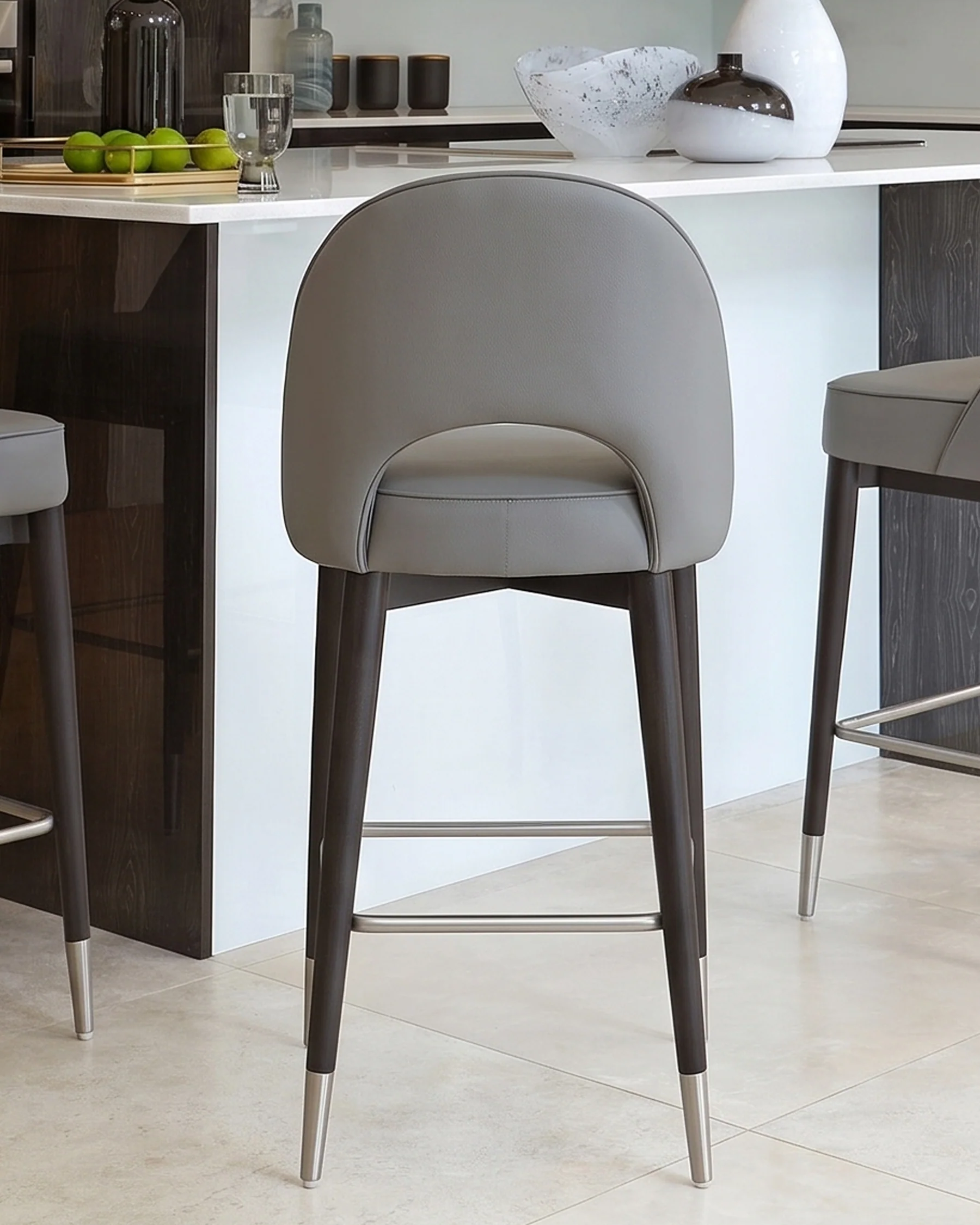 Clover Mid Grey Faux Leather Bar Stool - Image 5