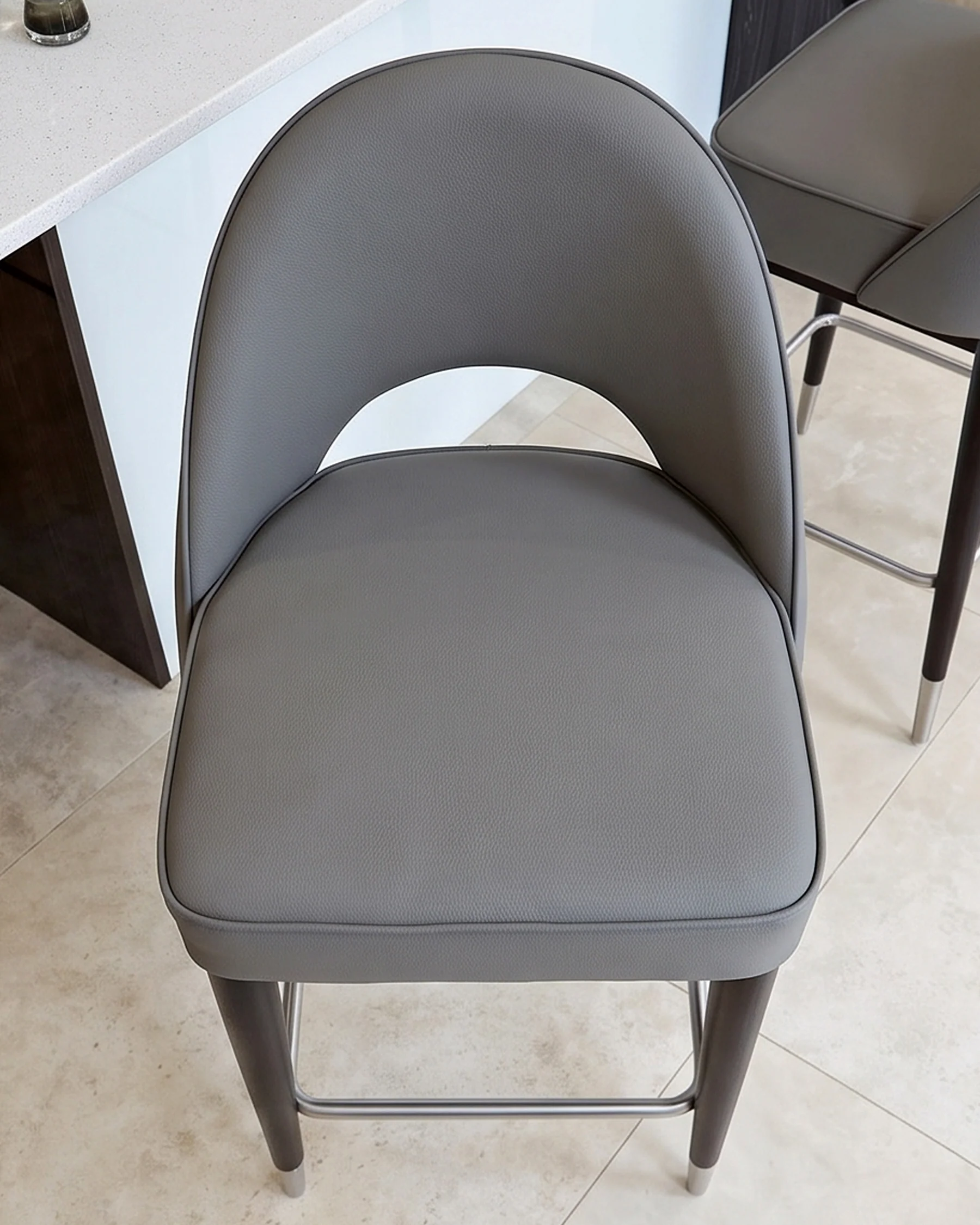 Clover Mid Grey Faux Leather Bar Stool - Image 6