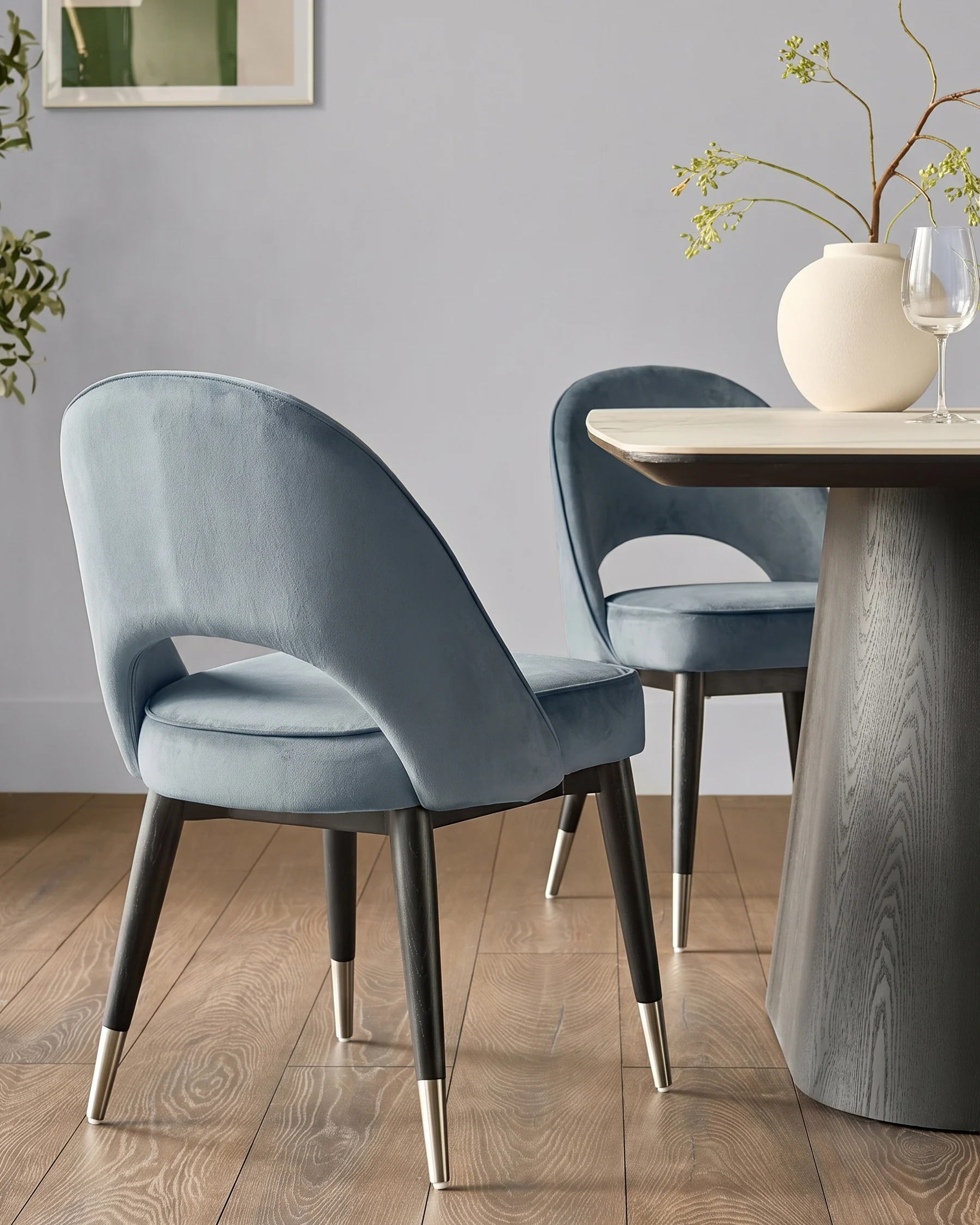 Clover Blue Grey Velvet Dining Chair - Image 3