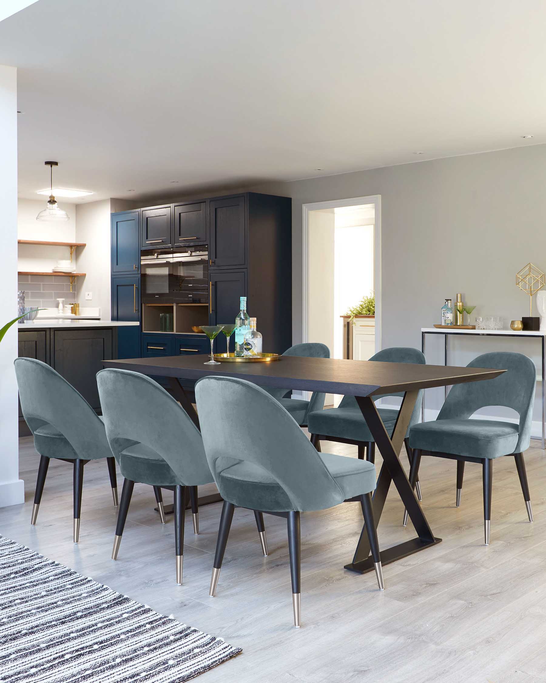 Clover Blue Grey Velvet Dining Chair - Image 6