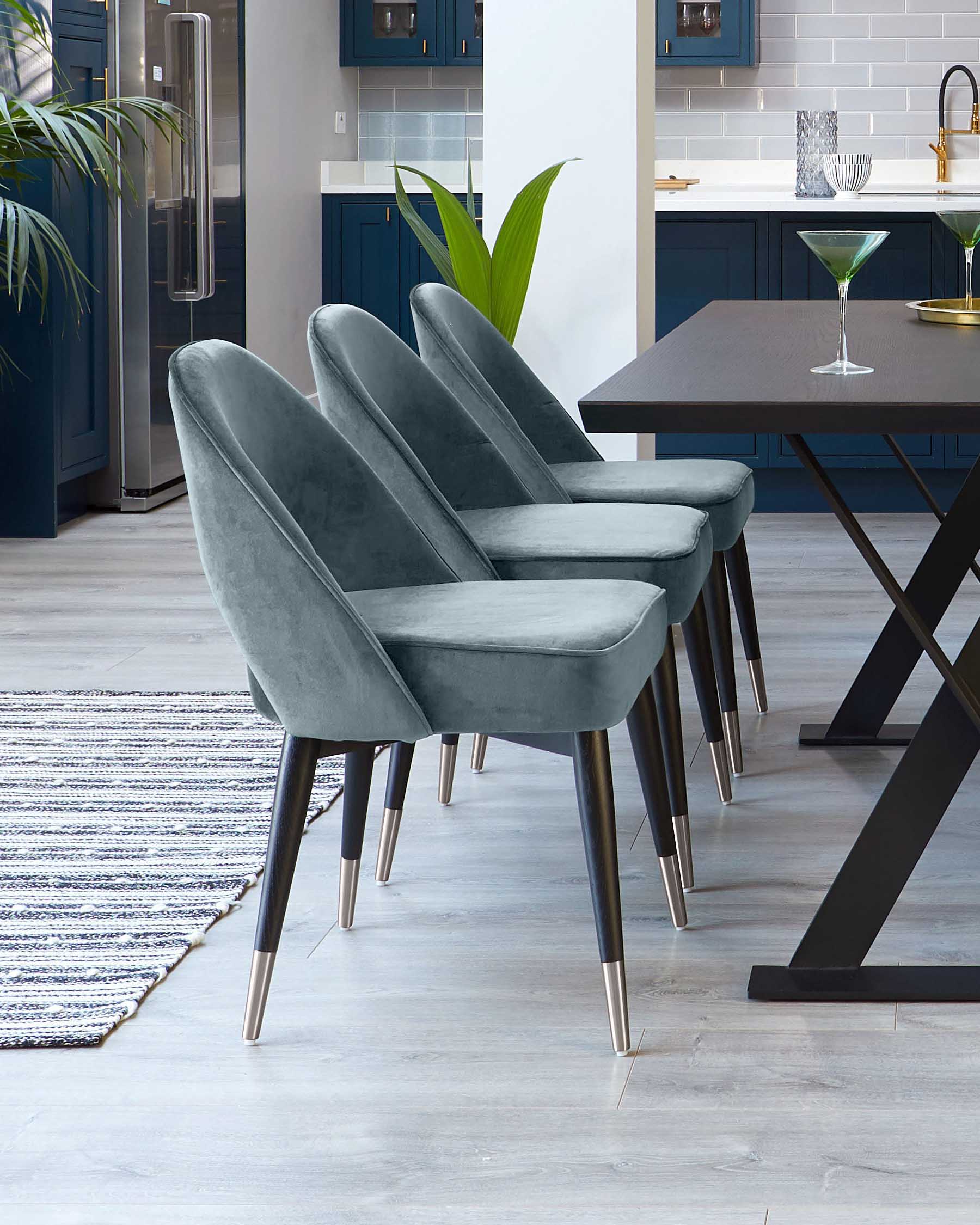 Clover Blue Grey Velvet Dining Chair - Image 7