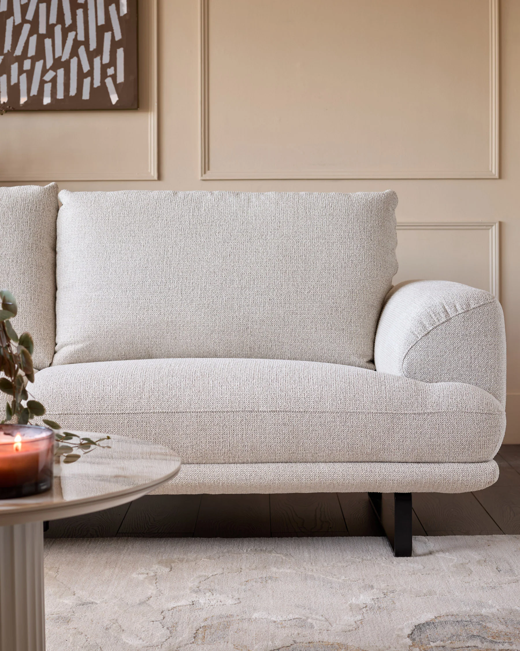 Colette natural fabric right hand corner chaise sofa - Image 11