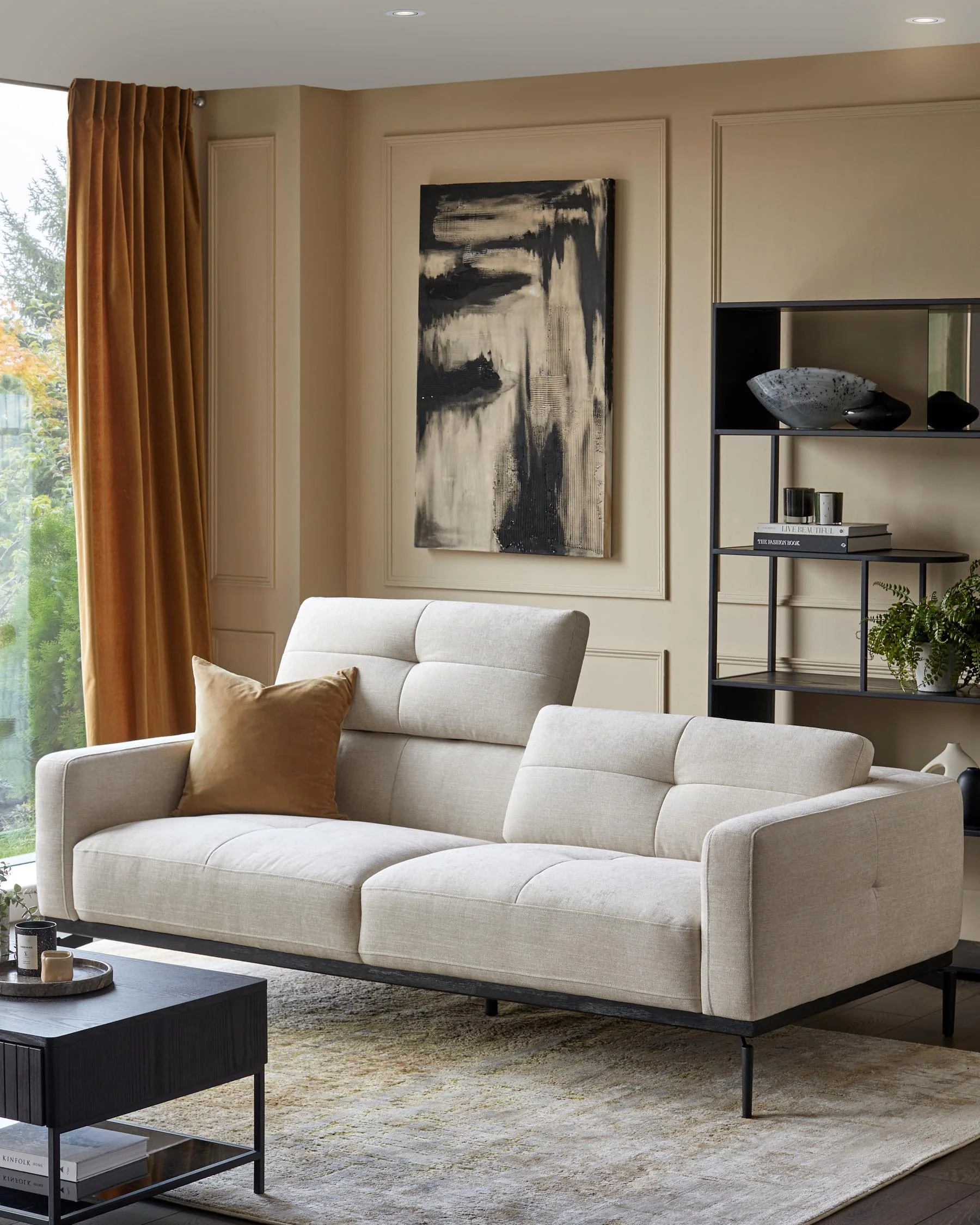 Colton ivory chenille 3 seater sofa - Image 2