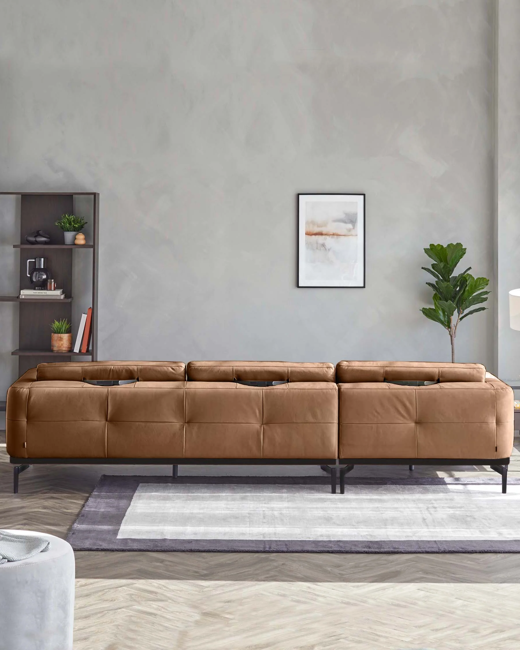 Colton tan leather left hand corner chaise sofa - Image 5