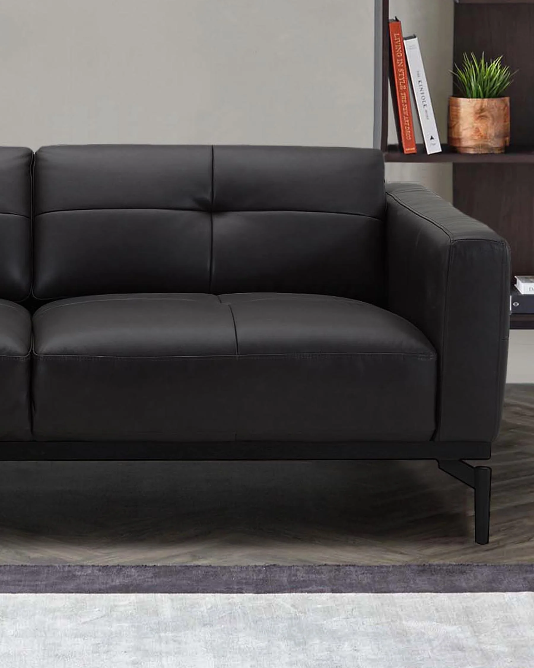 Colton black leather 2 seater sofa - Image 3